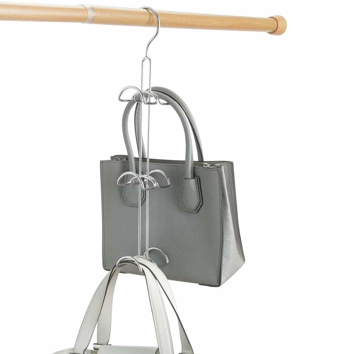 iDesign Percha Ahorra Espacio Armario Organizador Bolsos Grande Metal Colgante 6 Ganchos Plateado