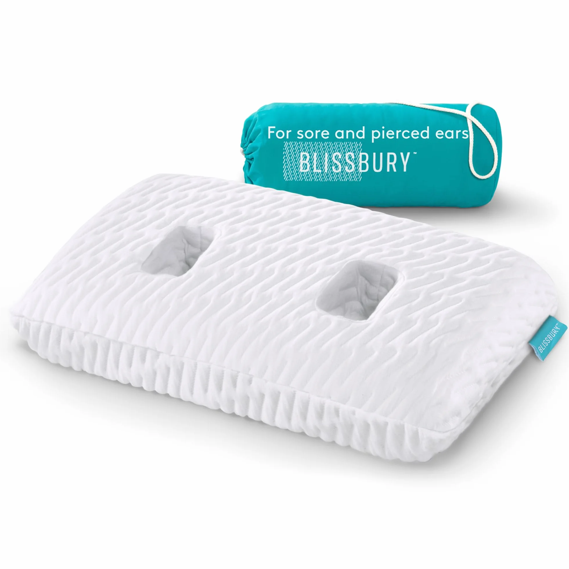 BLISSBURY Almohada de Oreja con Agujero para Dormir con Dolor de oído | Almohada de Espuma viscoelástica Ajustable con Agujeros para Dolor de condrodermatitis CNH | Protección de perforación de Oreja