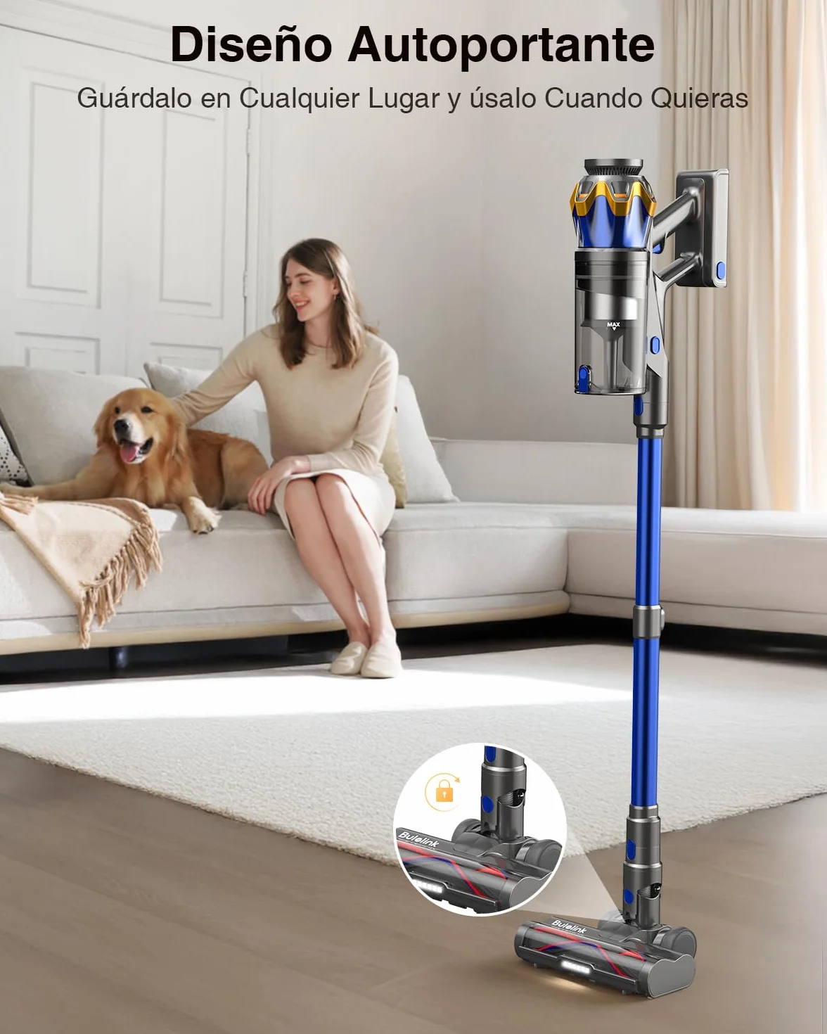 55Kpa/650W/65Mins Aspiradora sin Cable, Aspiradora sin Cable de 1.6 L/Pantalla Táctil LED,Capa de Filtración de 8 Etapas, Autocargable,Autoportante,Adecuado para Suelos/Alfombras/Pelo de Animales