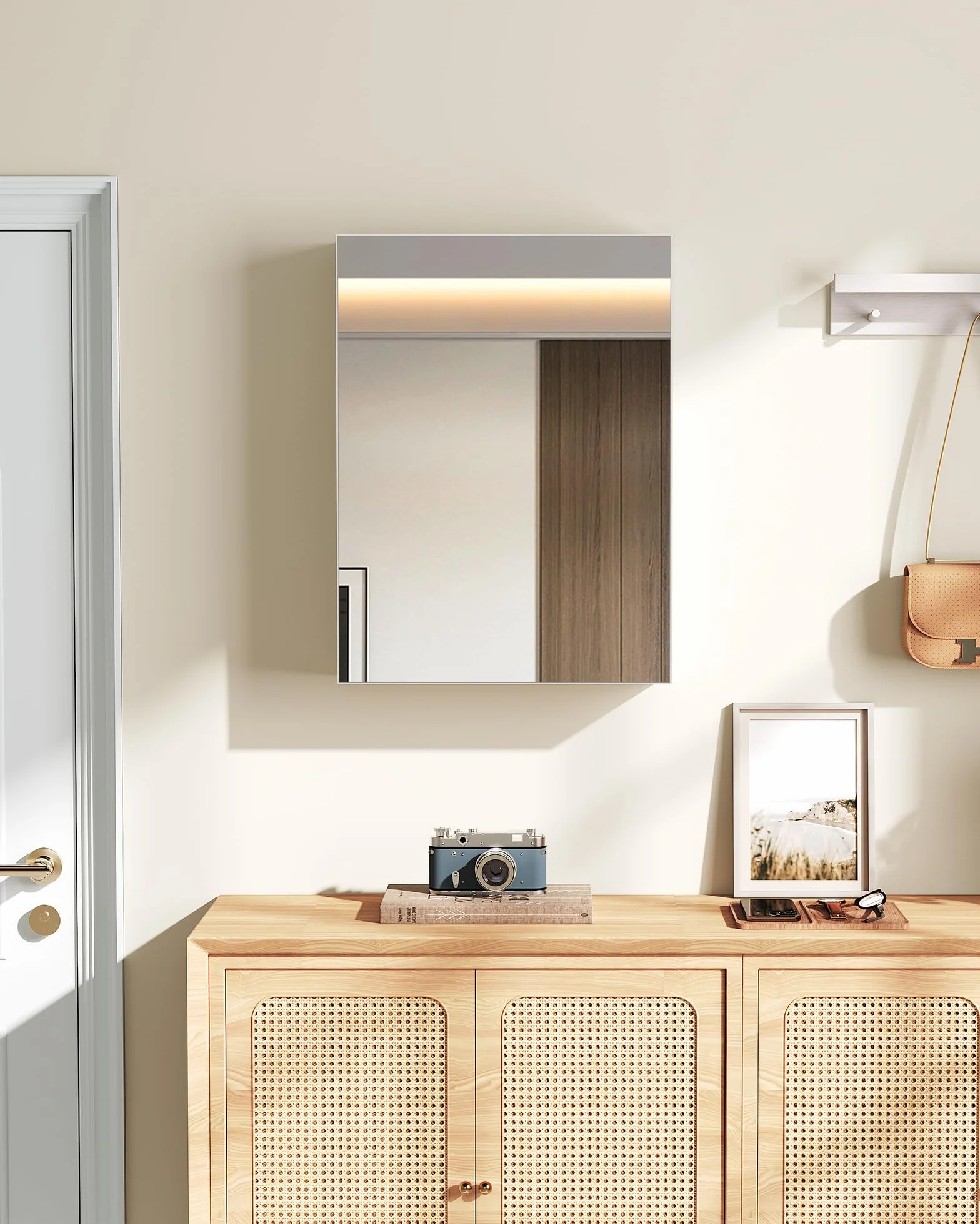 CHOEZON Armario con Espejo Baño 45x60 cm Gabinete Pared Blanco