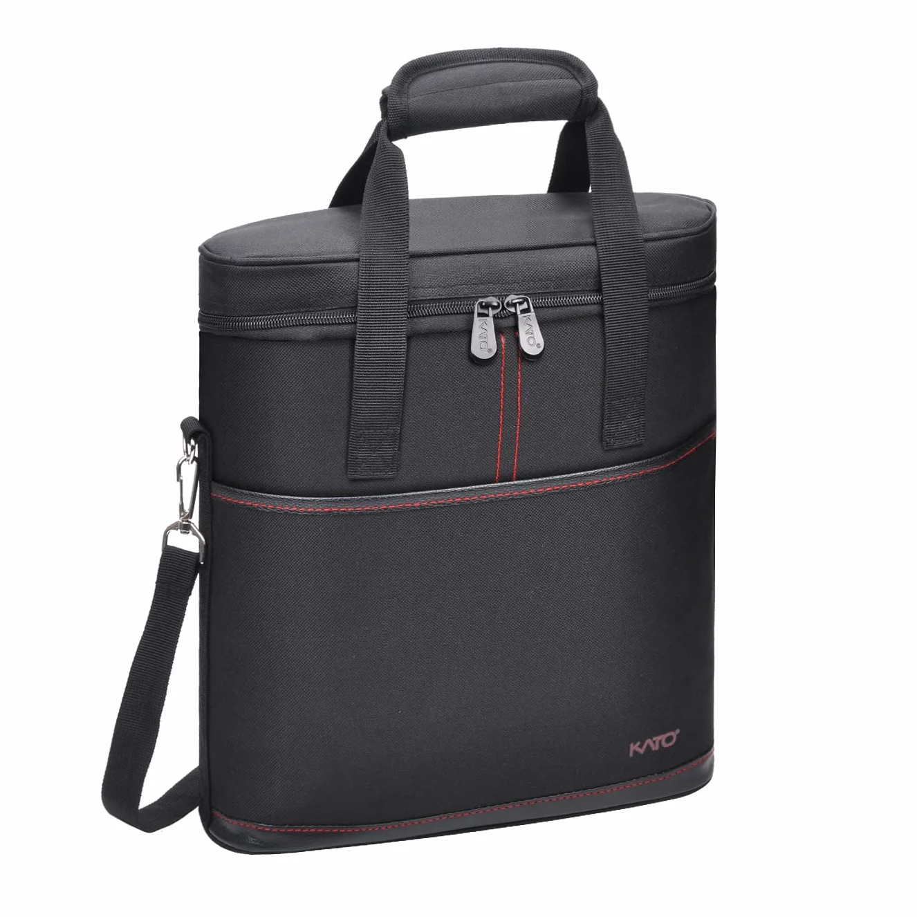 Bolsa de vino aislada Kato Tirrinia 3 botellas negro 29x10x33 cm asa correa hombro ajustable