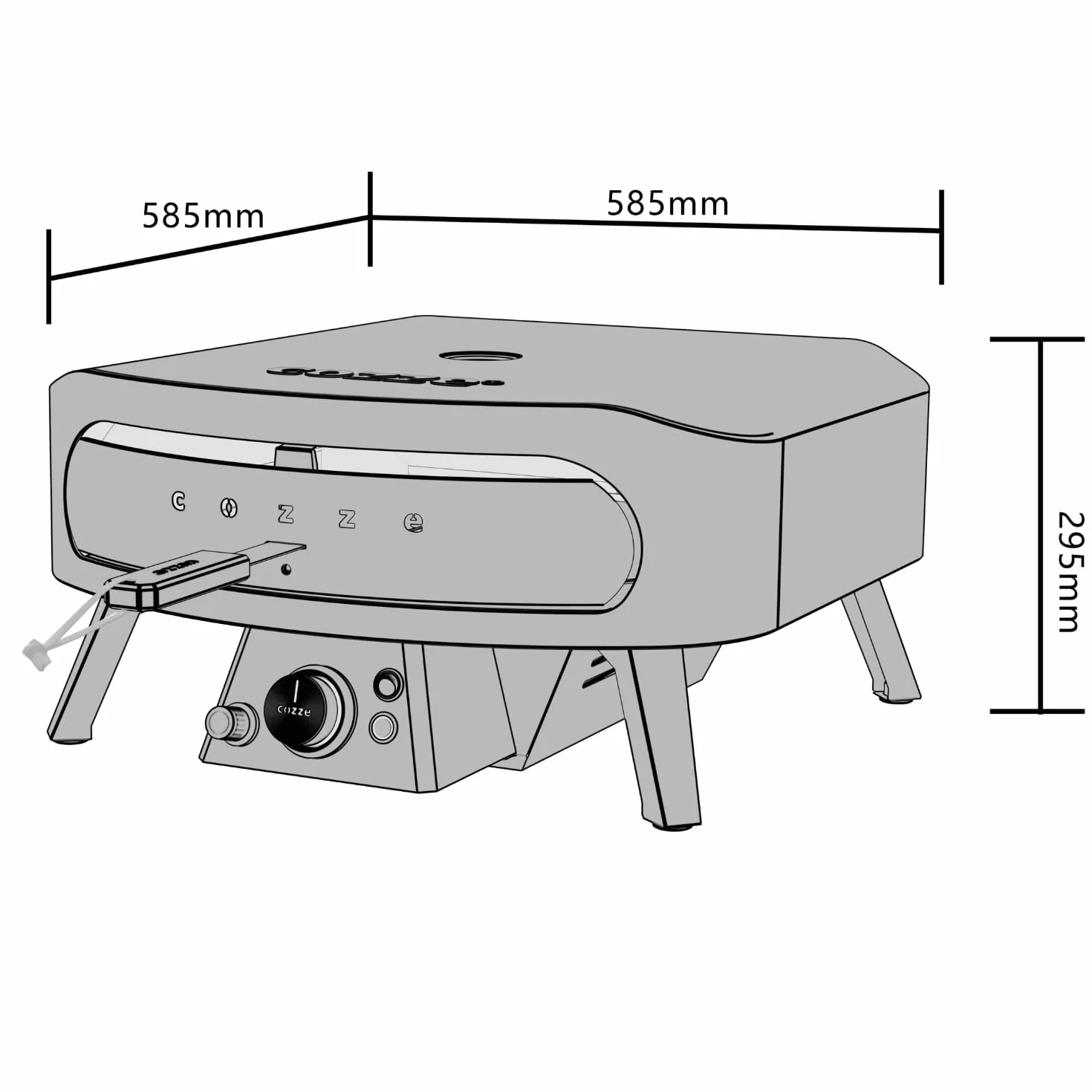 Cozze Horno Pizza a Gas 17" Rotate Edición Negra XXL con Piedra Pizza Horno Giratoria para 43cm Portátil Negro Mate