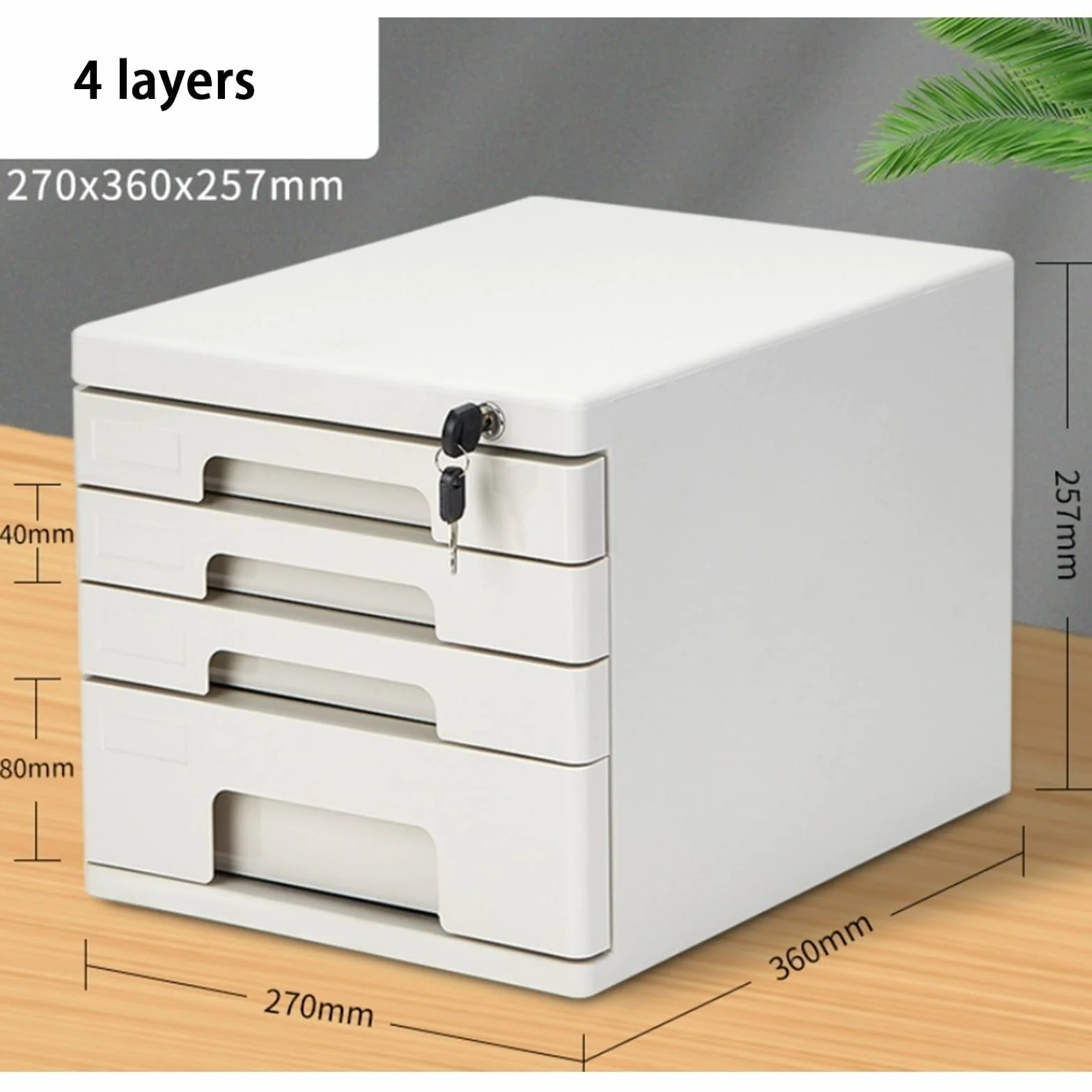 Archivador de 4 capas con cerradura, almacenamiento multifuncional para documentos A4, clasificación, suministros de oficina, ideal para el hogar y el espacio de trabajo (gris)