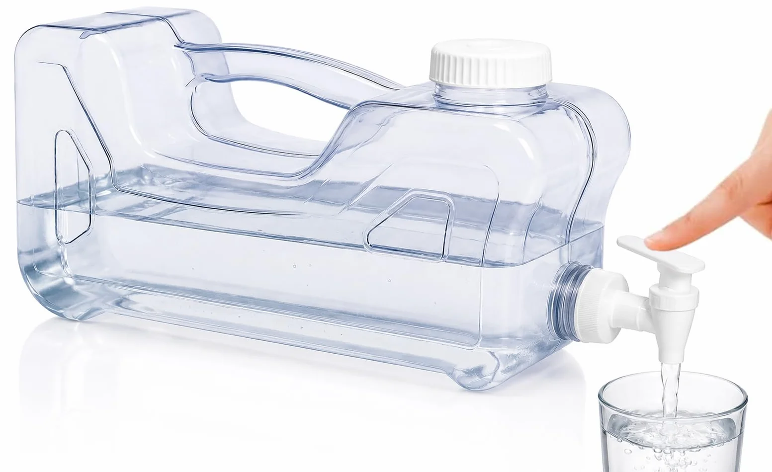 Dispensador de Agua para Nevera con Grifo y Asa, Garrafa de Plástico Transparente Reutilizable para Bebidas Frías, Dispensador Portátil Resistente y Libre de BPA, Capacidad de 3.8 litros