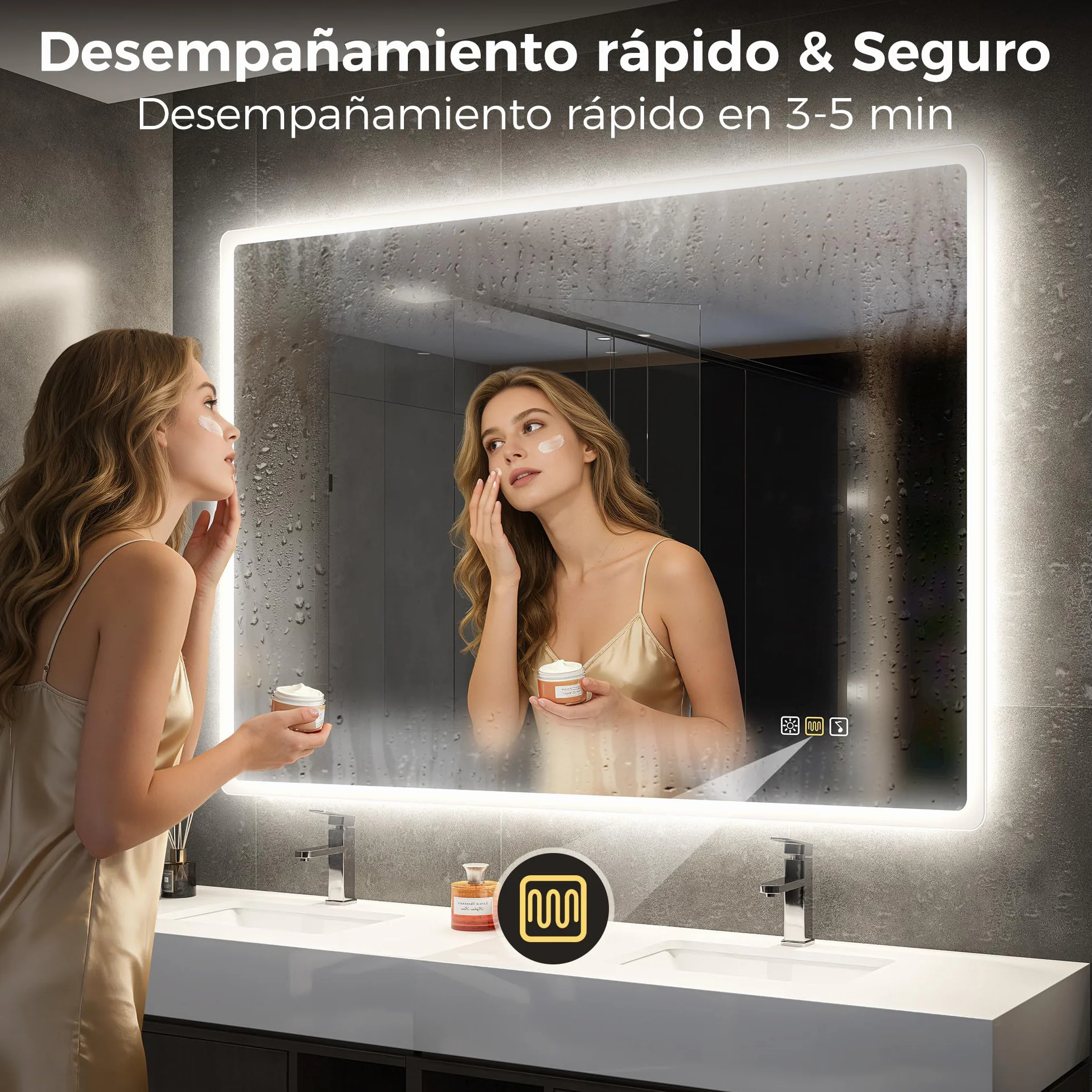 STARLEAD Espejo Baño con Luz Bluetooth 100x70cm LED Antivaho IP44 Vidrio Templado HD