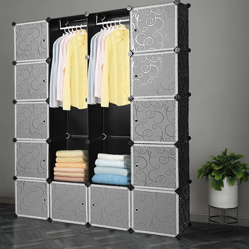 Eulenke Armario de Cubos de plástico Resistente 20 Cubos 2 Barras Ropa 12 Puertas 10kg por Cubo