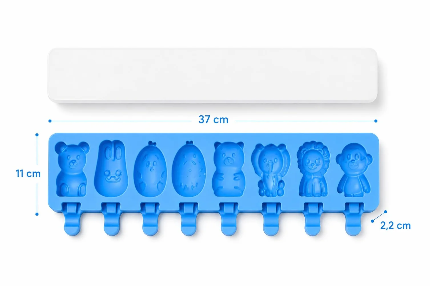 Molde Premium de Silicona para Helados 8 Cavidades, Reutilizable, Libre de BPA, Animales