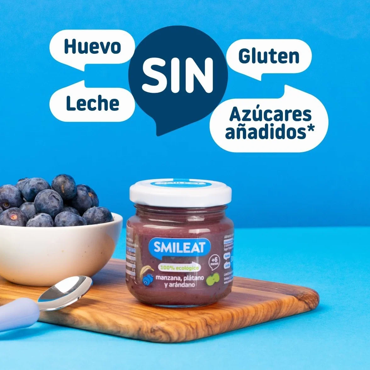 Smileat Tarrito de Frutas Ecológicas Manzana Plátano Arándano +6 Meses 130g
