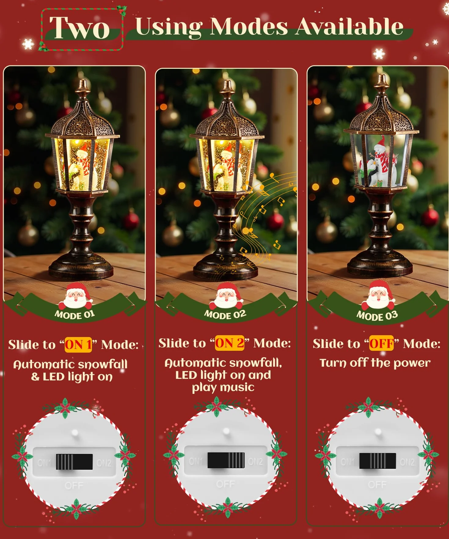 Linterna de globo de nieve LED Navidad con música Farolillo retro Decoración Regalo