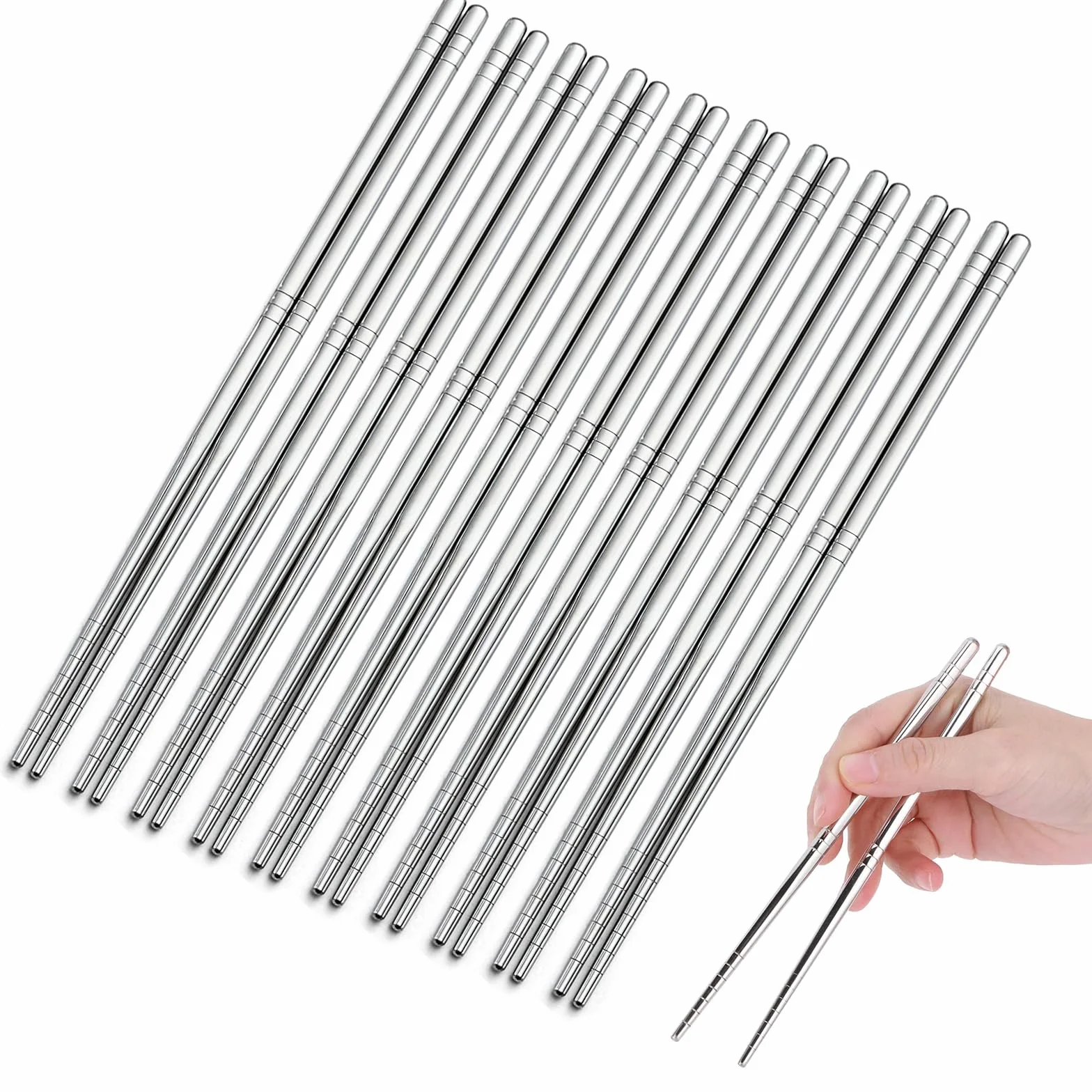 Palillos de acero inoxidable 23 cm aptos para lavavajillas para sushi cocina china japonesa coreana