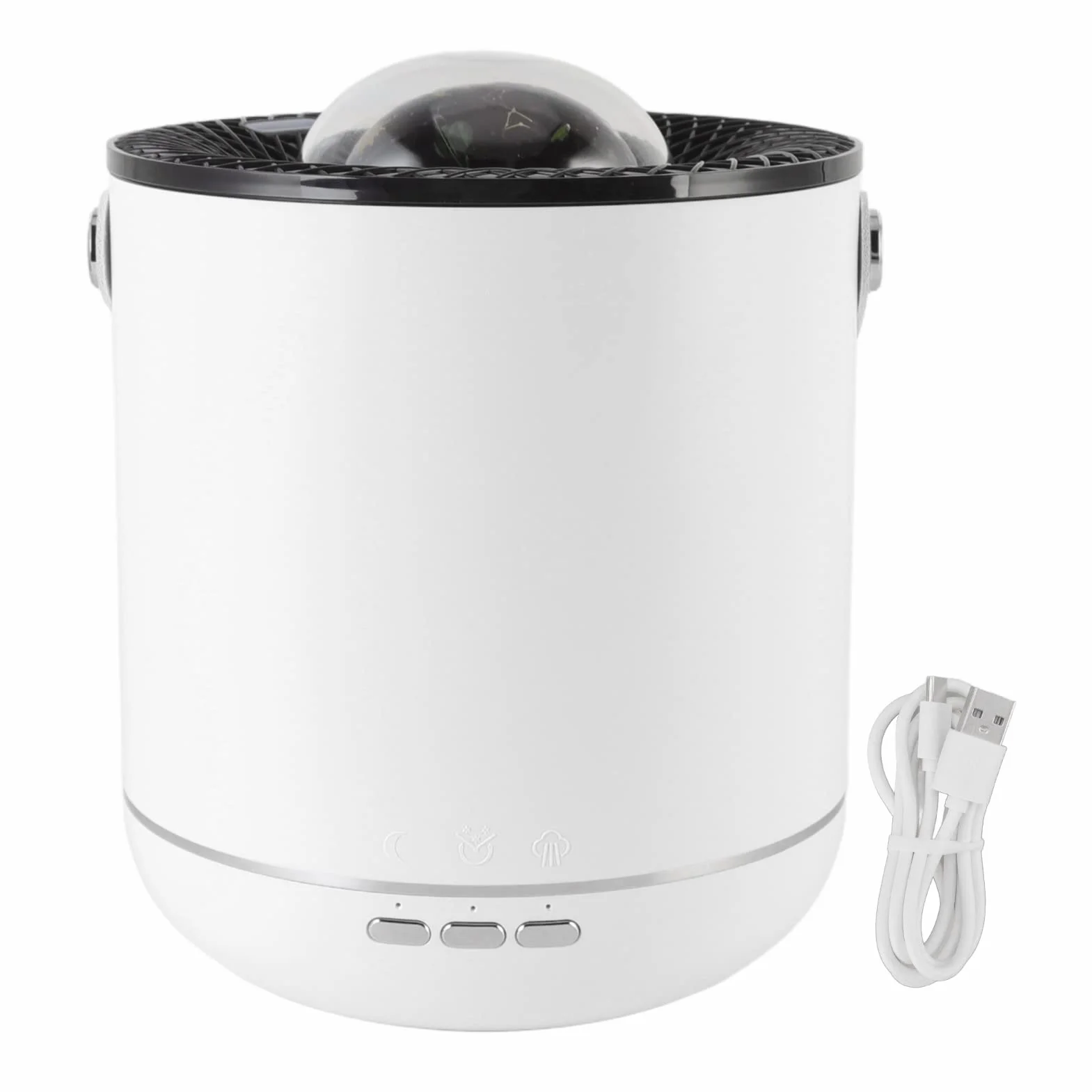 Humidificador con lámpara de proyector de 450 ml, difusor ultrasónico de aceites esenciales con rotación dinámica 360, luz nocturna, luz de respiración suave y protección contra (Blanca)