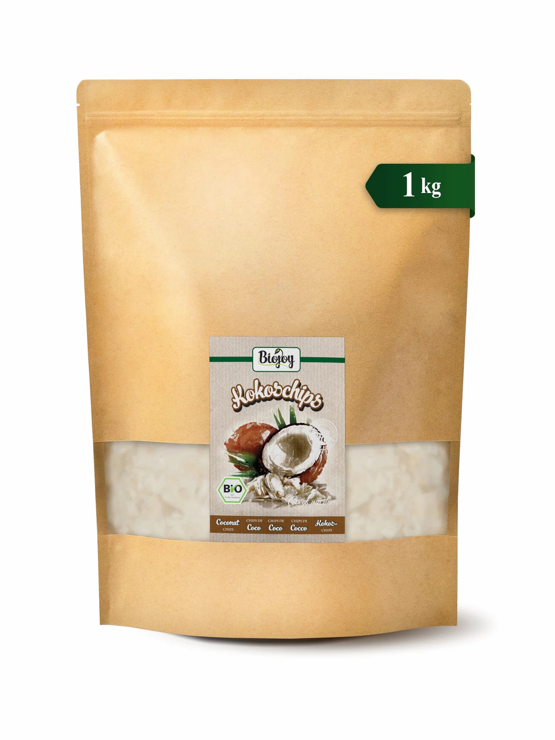 Biojoy Chips de Coco deshidratado Ecológico 1 kg sin azúcar añadido