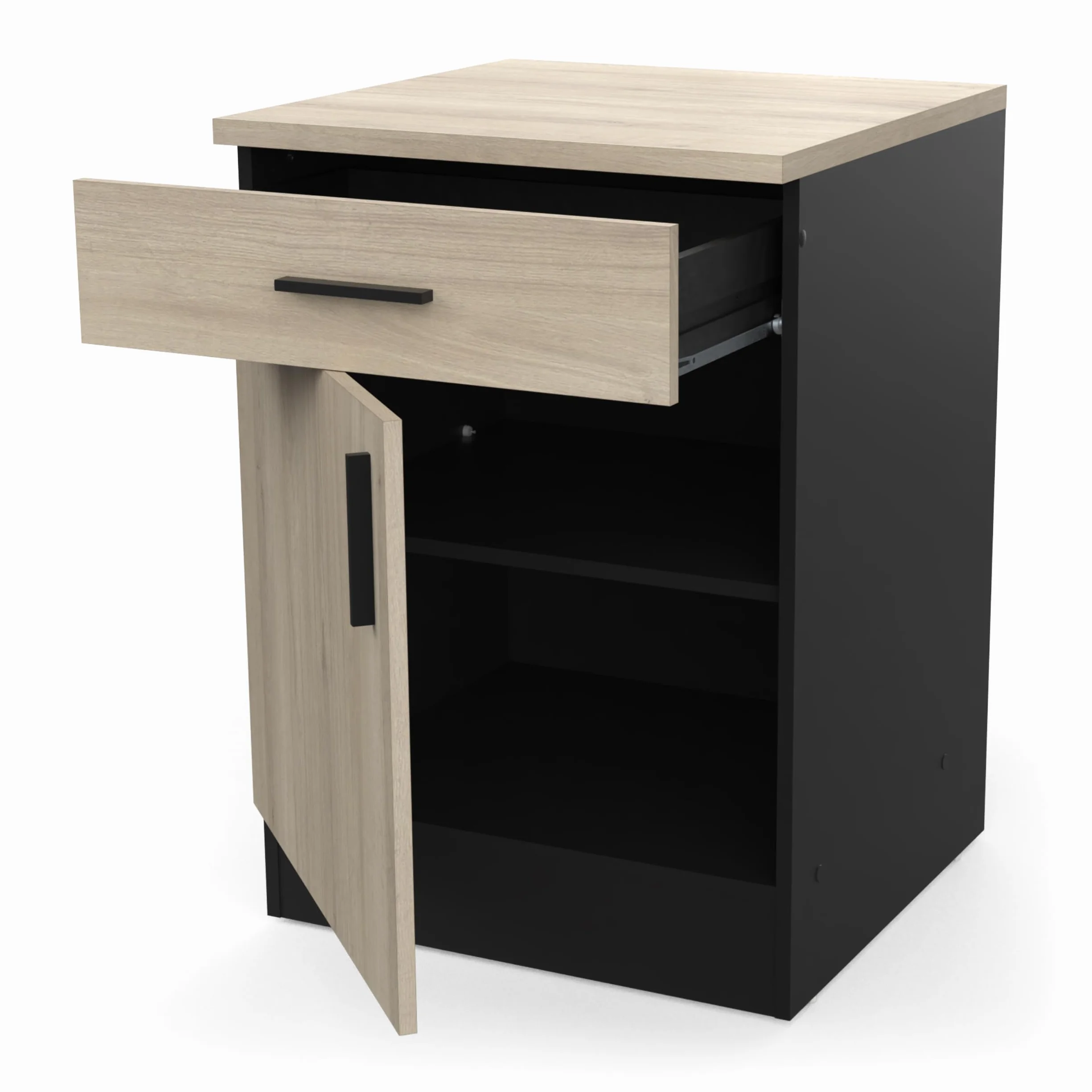 Demeyere Mueble bajo Cocina, 1 Puerta y 1 cajón, Origan, Fabricado en Francia, Garantía de 2 años, Madera de ingeniería, Kronberg/Negro Mate, L 60 x P 60 x H 85 cm