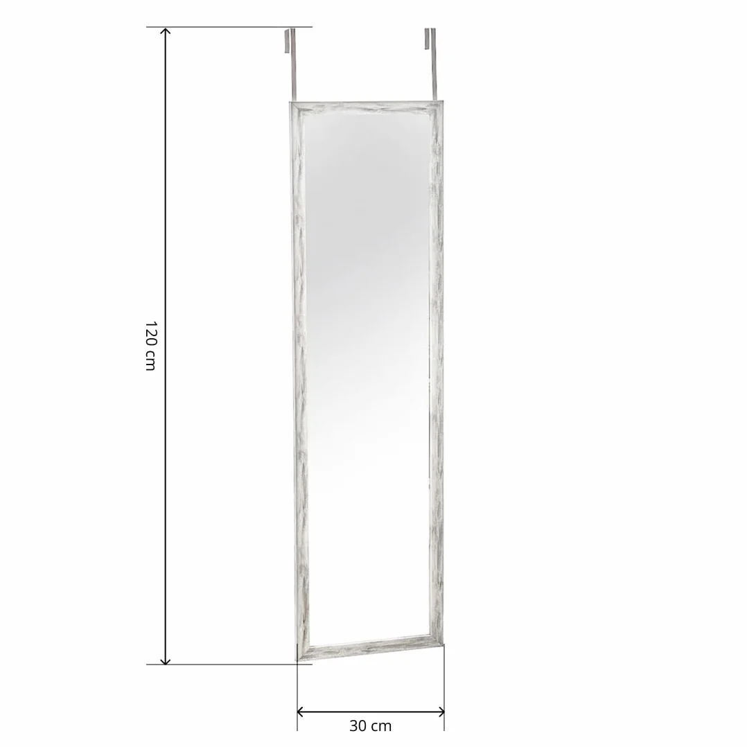 Acomoda Textil Espejo Colgante de Puerta con Gancho para Habitación, Vestidor y Dormitorio. Espejo Cuerpo Entero Rectangular 109x35 cm Sin Agujeros Decorativo y Moderno (Gris)