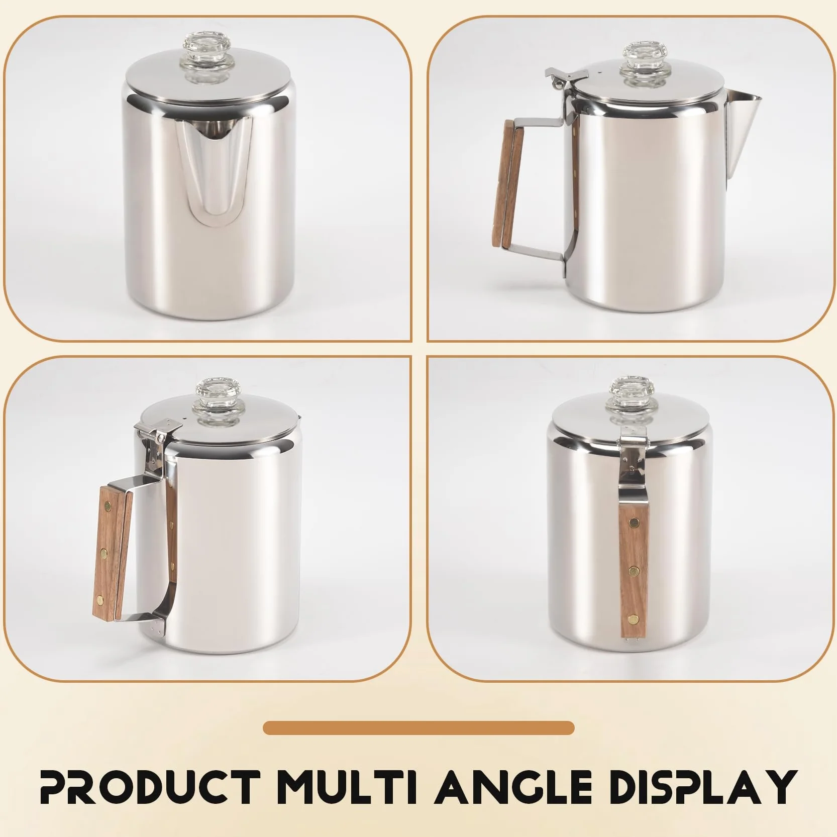 Cafetera de Acero Inoxidable 9 Tazas para Camping y Hogar