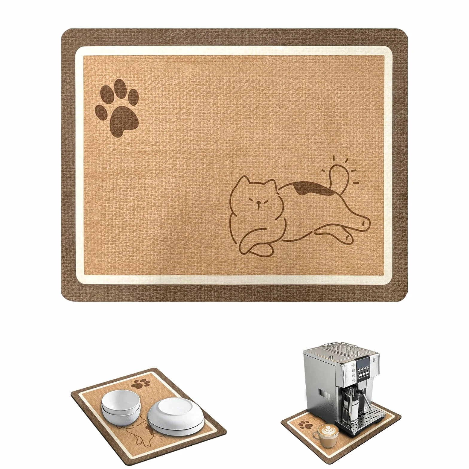 Alfombrilla Diatomita 40x50cm Tierra de Diatomeas Absorbente Antideslizante Base para Cafetera