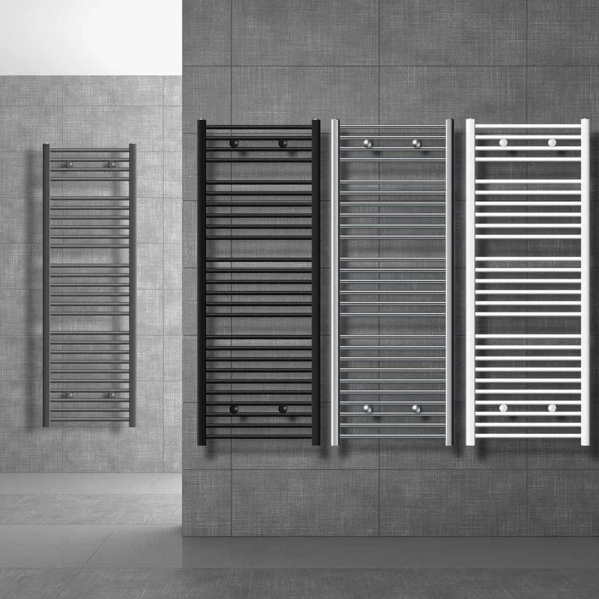 LuxeBath Radiador Toallero Eléctrico de Baño 300x1400 mm Blanco Conexión Lateral Recta y Barra Calentadora 900W con Termostato y Pantalla Digital, Calentador Secador de Toallas kit de montaje incluído