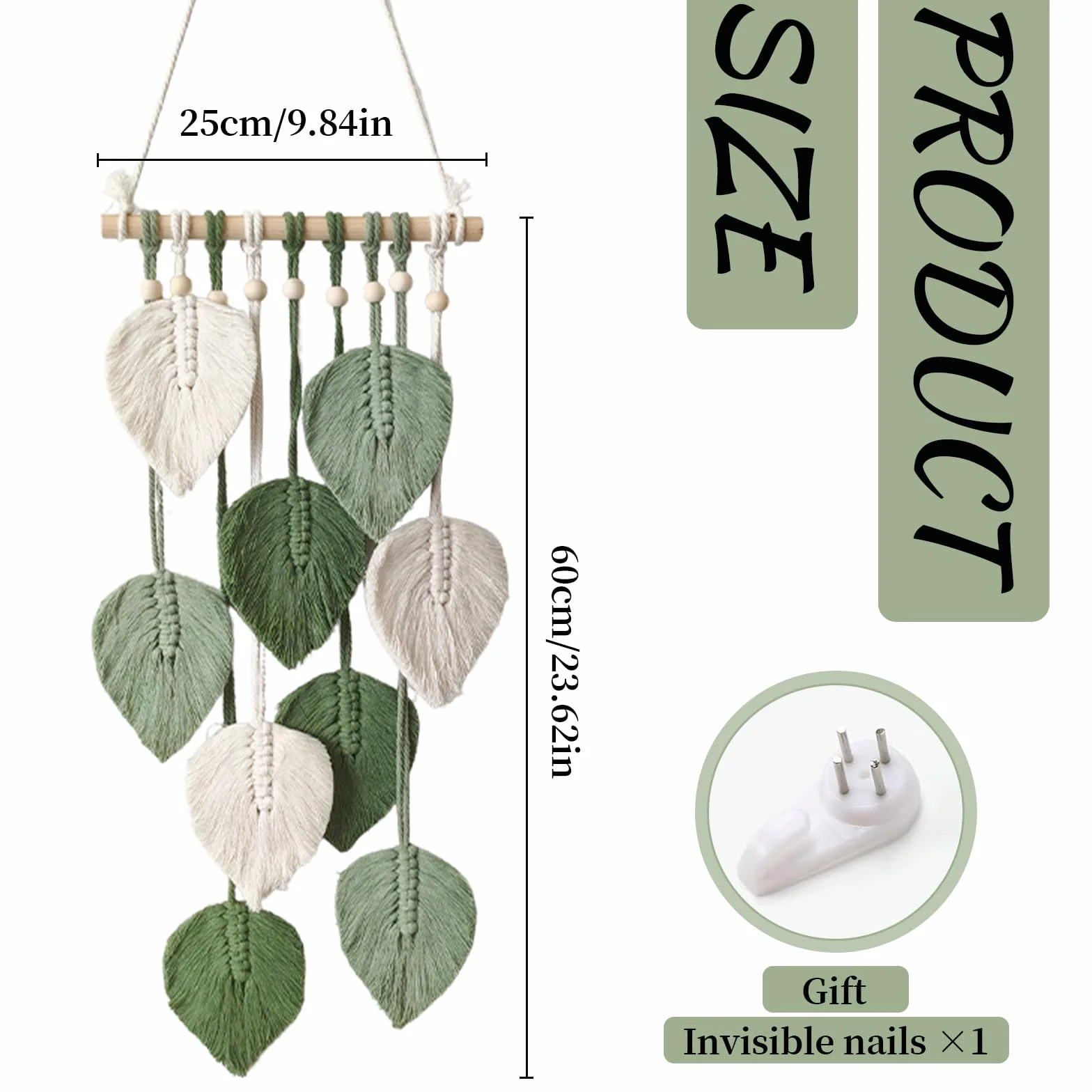 Tapiz de Macramé Boho Hecho a Mano Algodón Natural para Decoración de Pared Dormitorio
