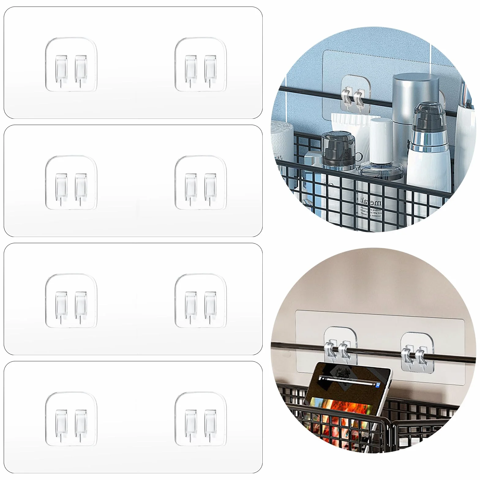 WLLHYF - Gancho adhesivo de repuesto para estante de ducha y ganchos de pared impermeables para baño, jabonera, suspensión sin taladrar, 4 unidades