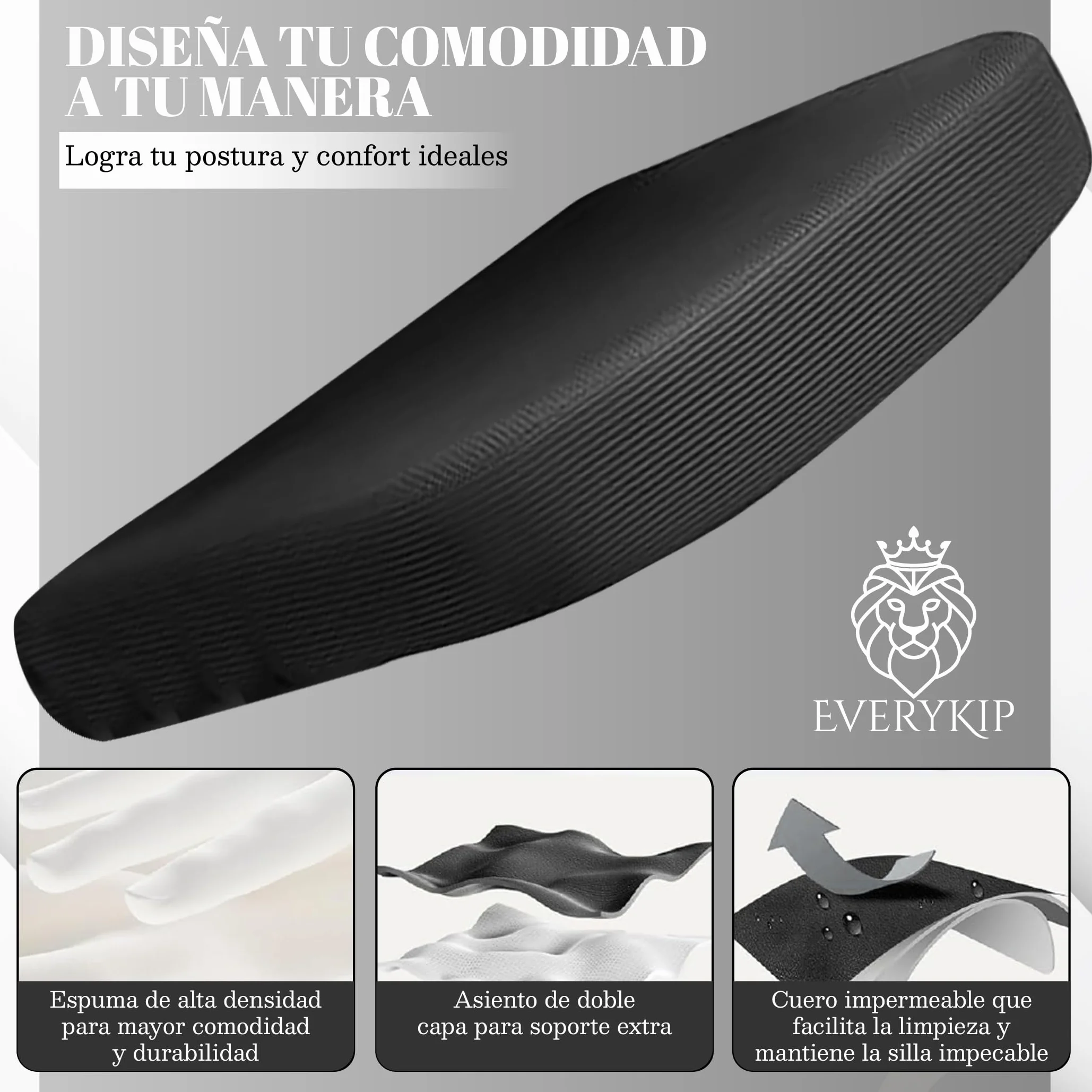 EveryKip Silla Escritorio Ergonomica Ajustable con Reposabrazos Beige Ruedas Anti-Arañazos Sillas Oficina Ejecutiva con Reposacabezas Negro