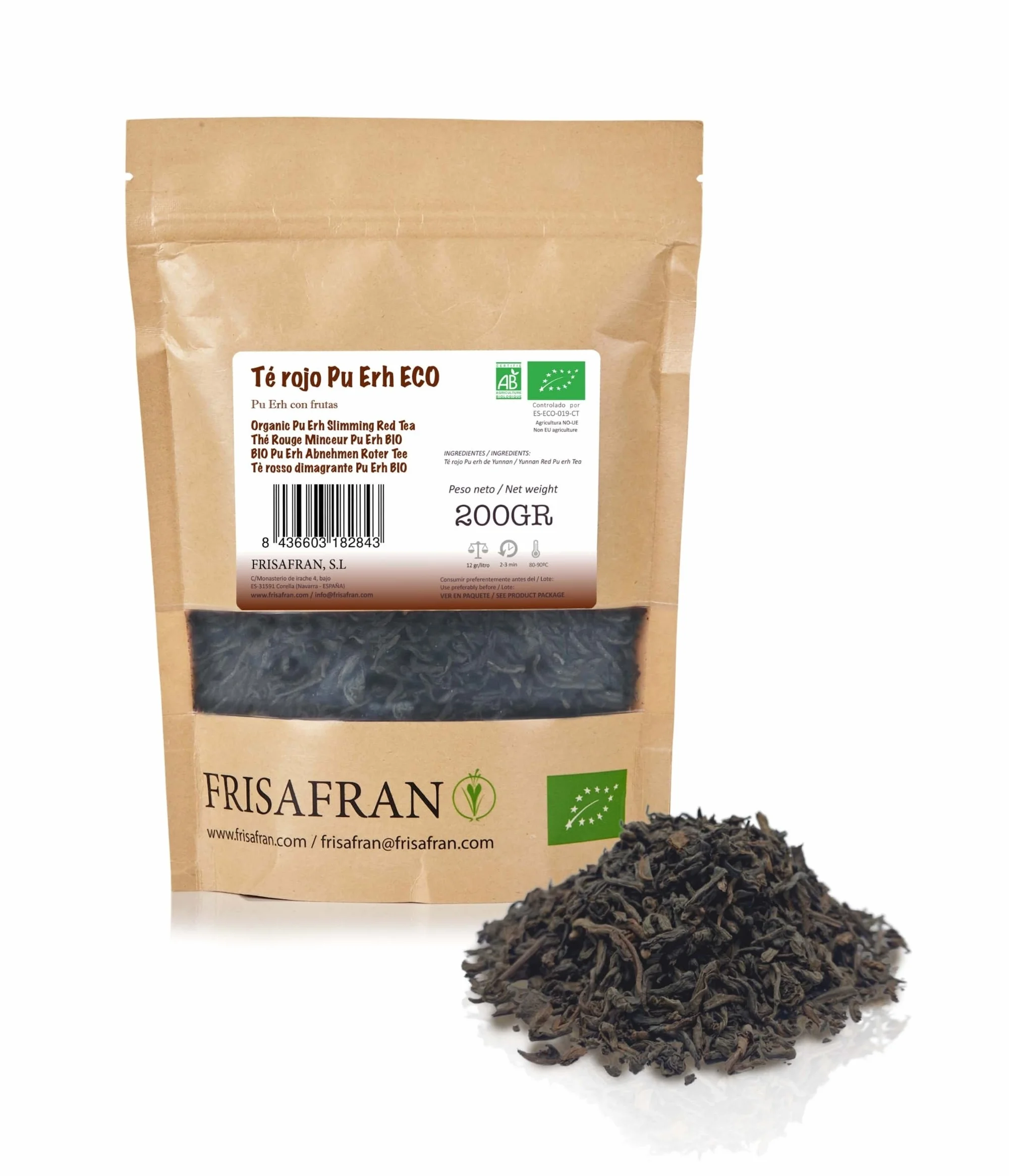 Té Rojo Pu Erh Ecológico 200g Adelgazante Diurético Digestivo Detox Quemagrasa