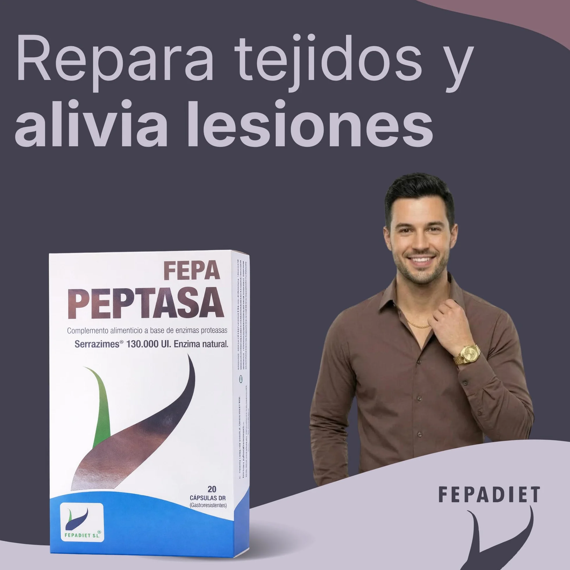FEPA PEPTASA 20 Cápsulas con Serrapeptasa, Enzima Proteolítica de Alta Pureza – Complemento Alimenticio