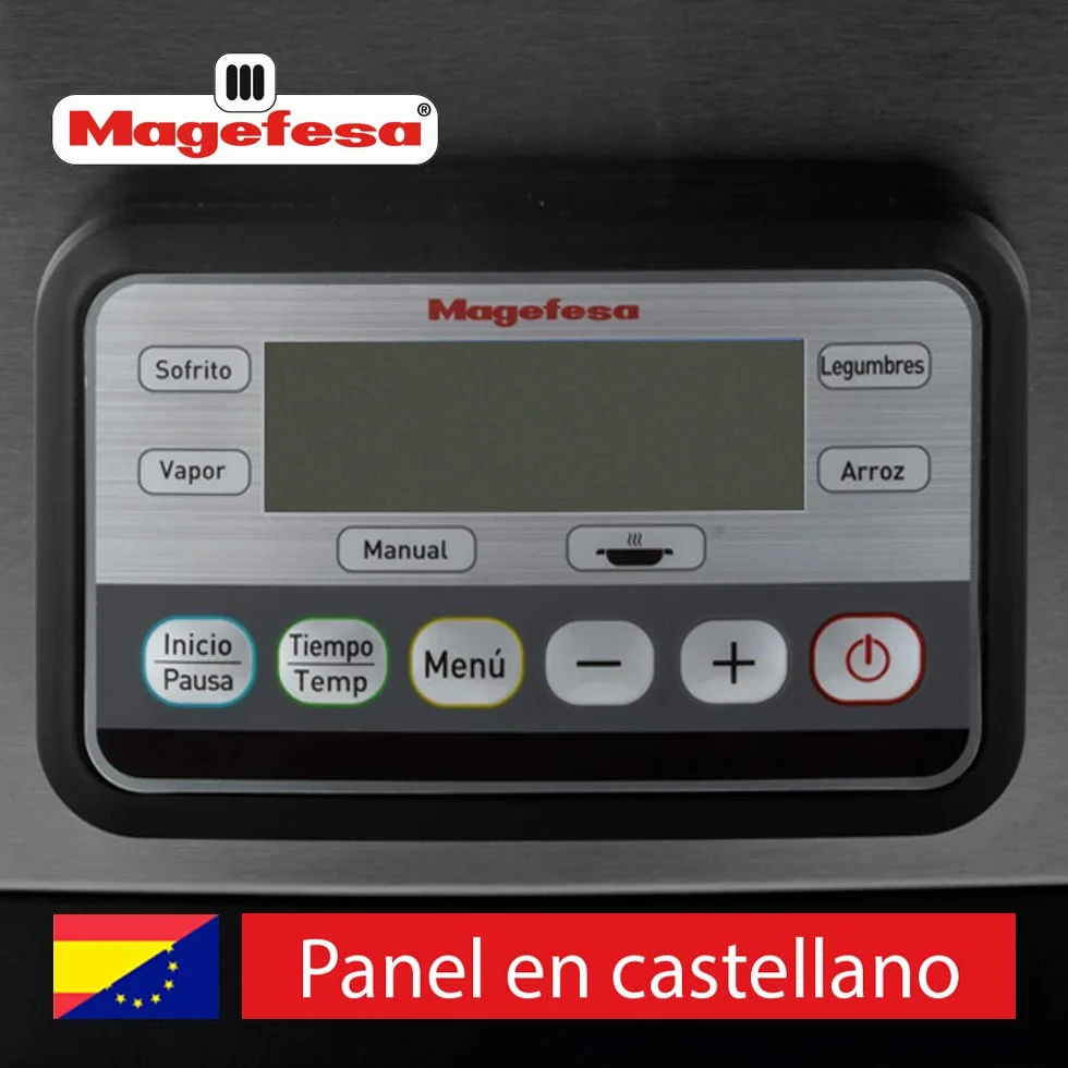 Magefesa Guisotherm - Olla Eléctrica de Cocción Lenta Multifunción 6L, 1200W, Funciones Freír, Vaporara, Grill, Recipiente Extraíble Antiadherente