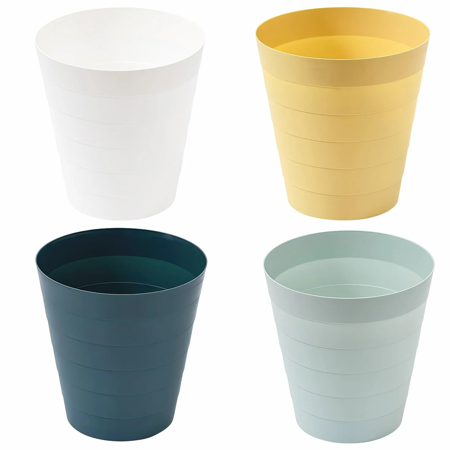 Papelera 6105 Cubo de basura Cubo de residuos Papelera de plástico ideal para habitación infantil, oficina, cocina, altura 25 cm, 9 l, color amarillo pastel