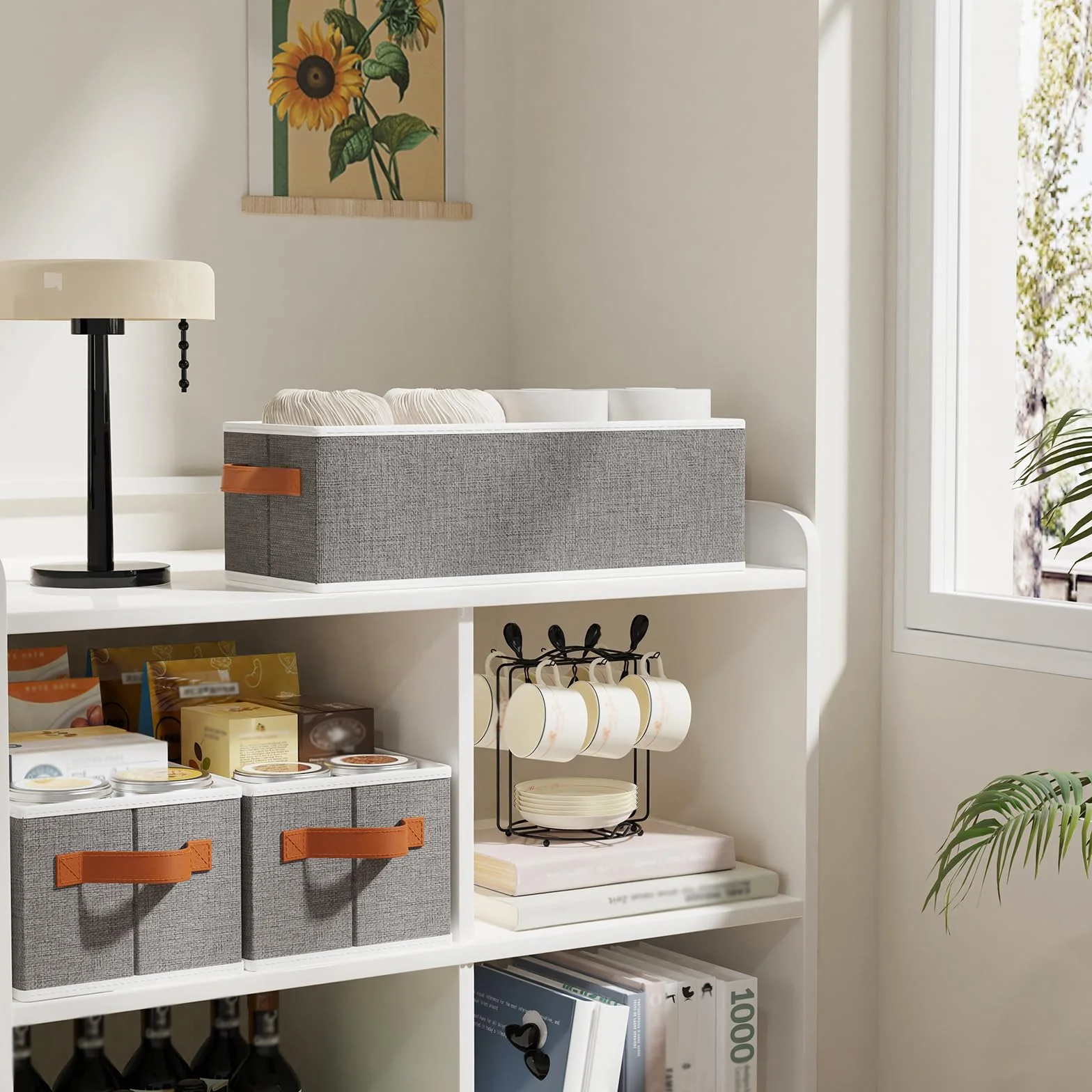 Cajas de Almacenamiento, Cestas Organizadoras Plegable, Juego de 3 Caja Almacenaje Ropa, para Utilizadas en La Cocina, Baño, Gris, 38×15.5×13cm