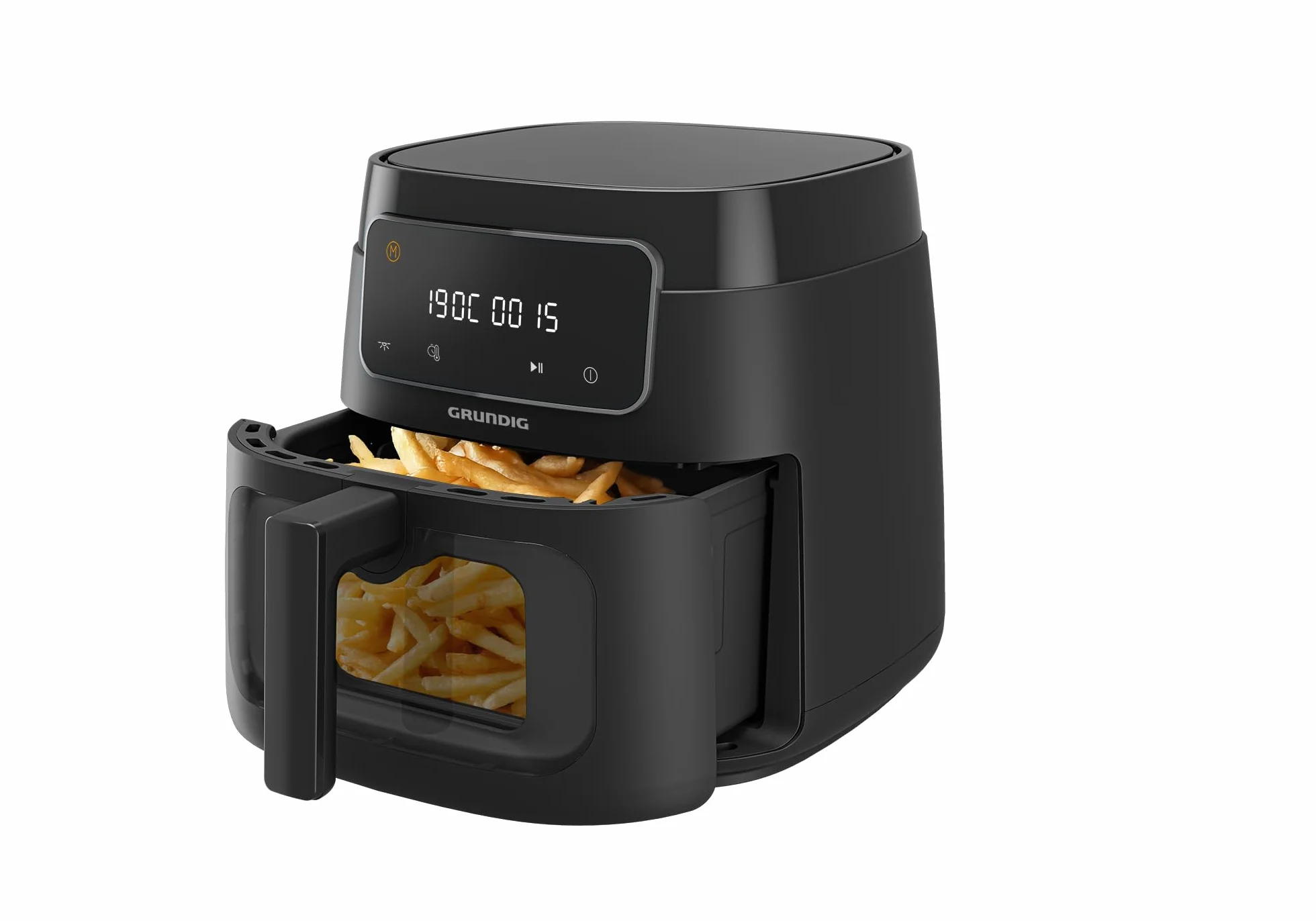 Grundig FRY 7320 Freidora de Aire Caliente, 7,6 L de capacidad, 1750 W, Pantalla táctil, Ventana Grande, Ajuste de Temperatura y Tiempo, Antiadherente, Cesta Apto para Lavavajillas, Negro
