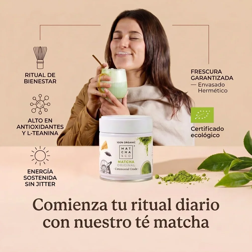 Matcha & CO Té Matcha Original Grado Ceremonial 100% Ecológico Natural Polvo Orgánico Japón 30 g