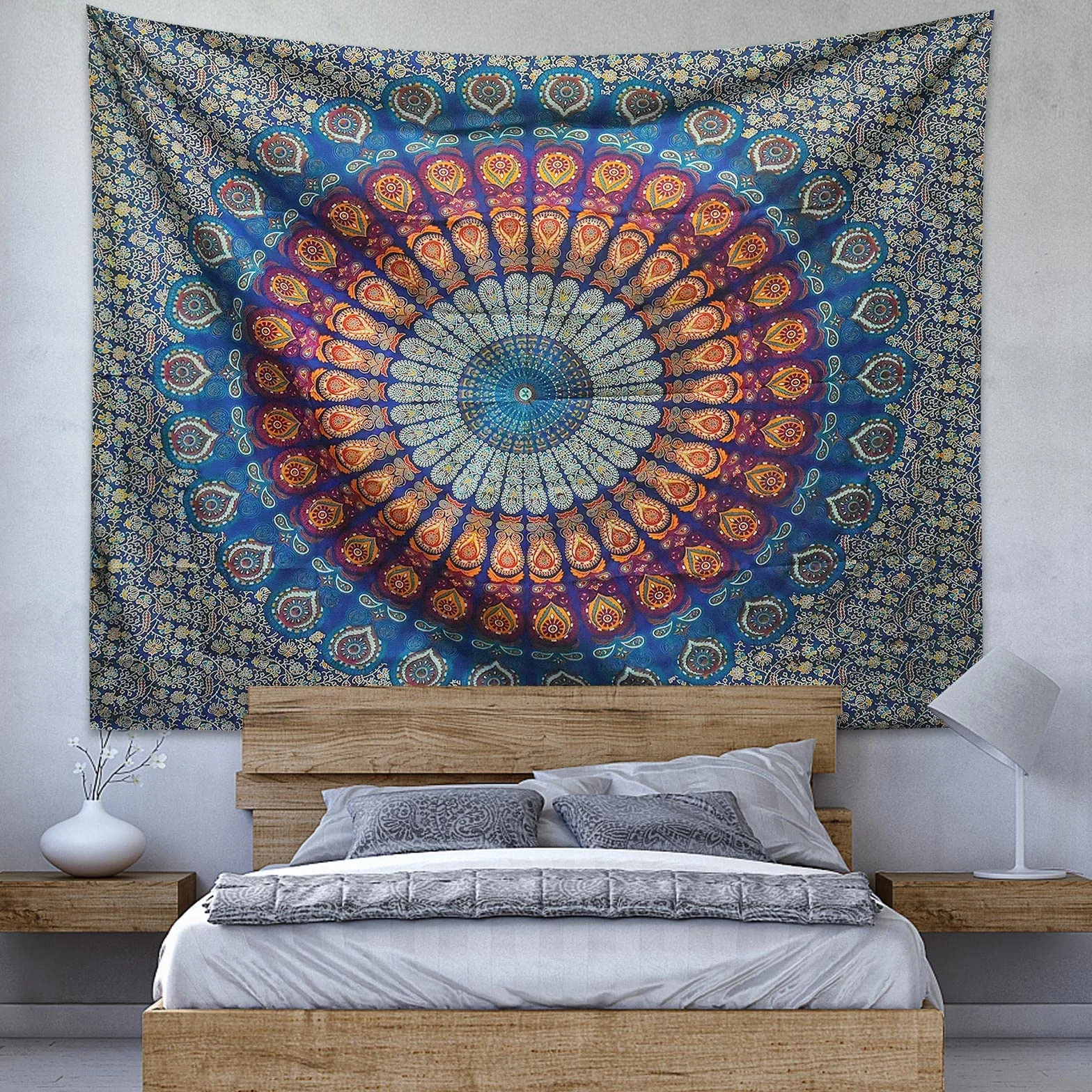 Tapiz de Pared Grande Boho Hippie Mandala 200 x 150 cm, Tapiz de Tela Decorativo para Dormitorio Sala de Estar