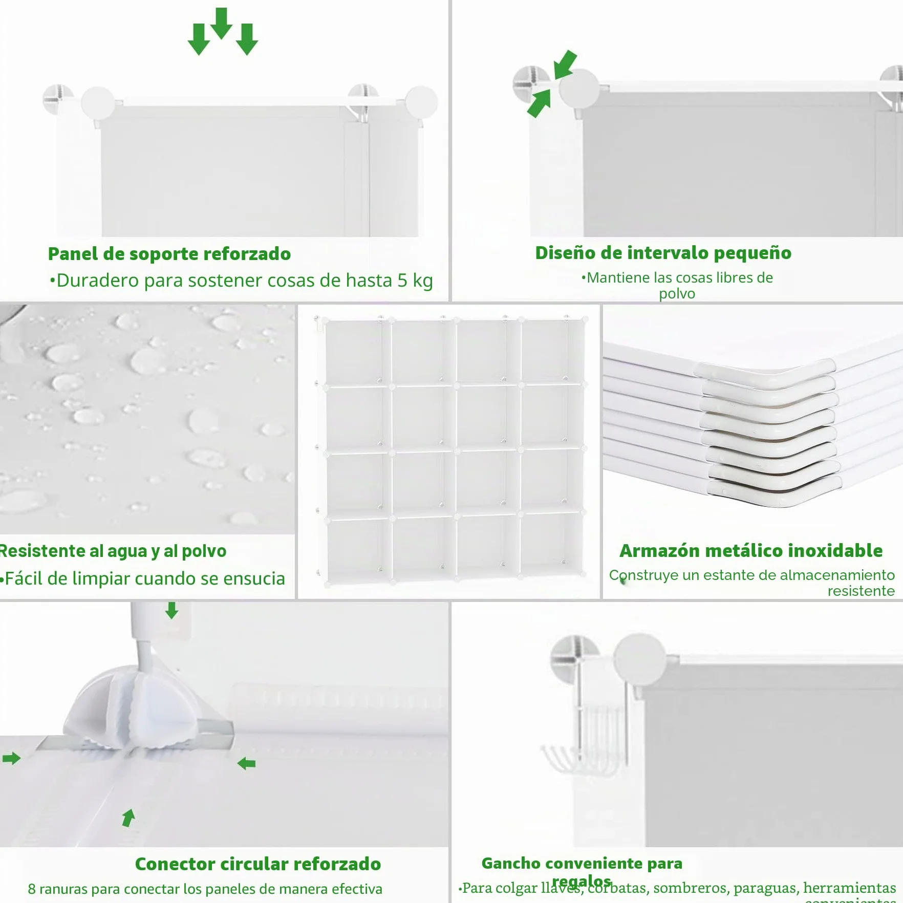 C&AHOME C&HOGAR Organizador de Almacenamiento en Cubos 16 Cubos 48.4 L x 12.4 W x 48.4 H Armario