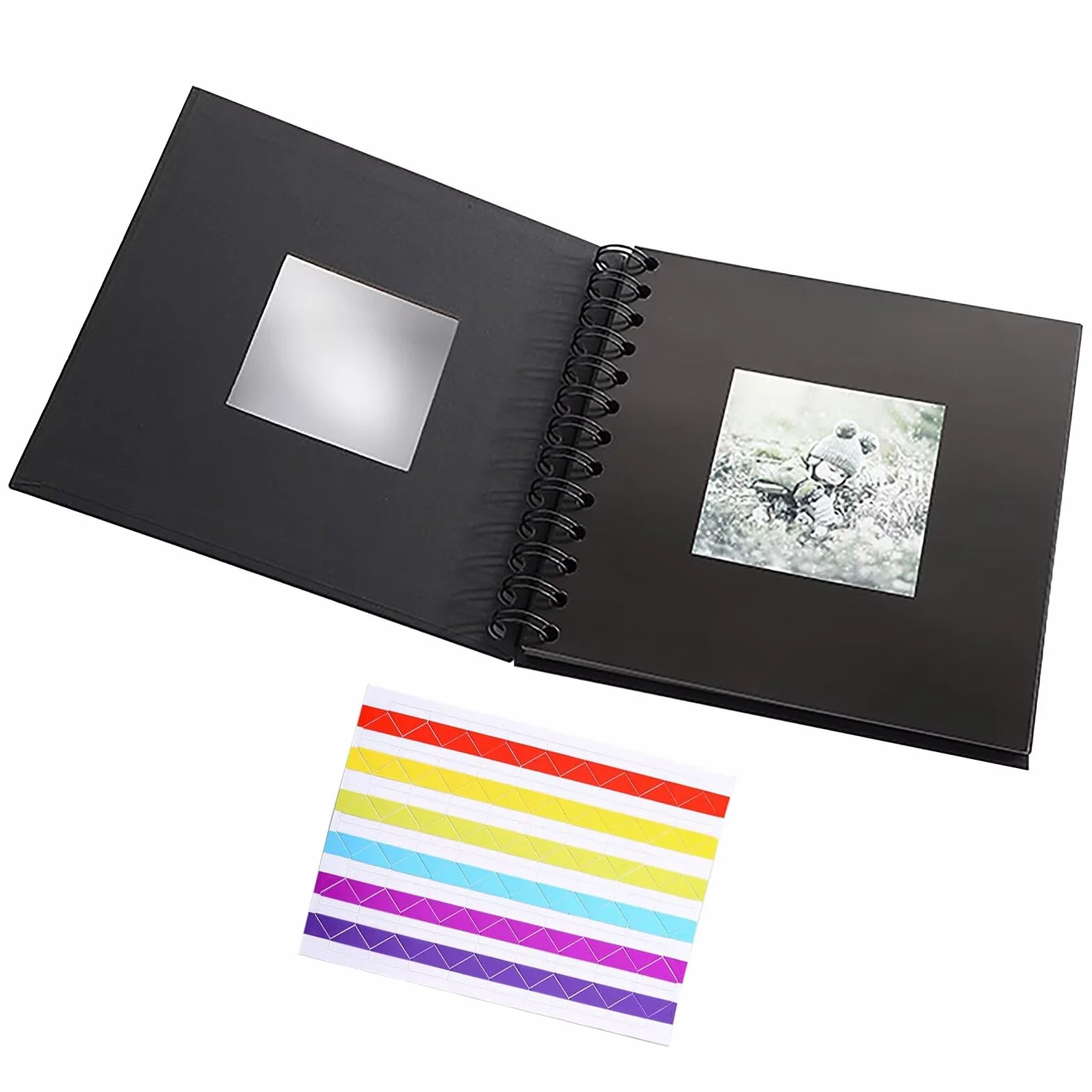 Álbum de fotos para personalizar, 165x165 mm, 20 hojas, páginas negras, libro de recortes para bebé, familia, aniversario, cumpleaños, Día de San