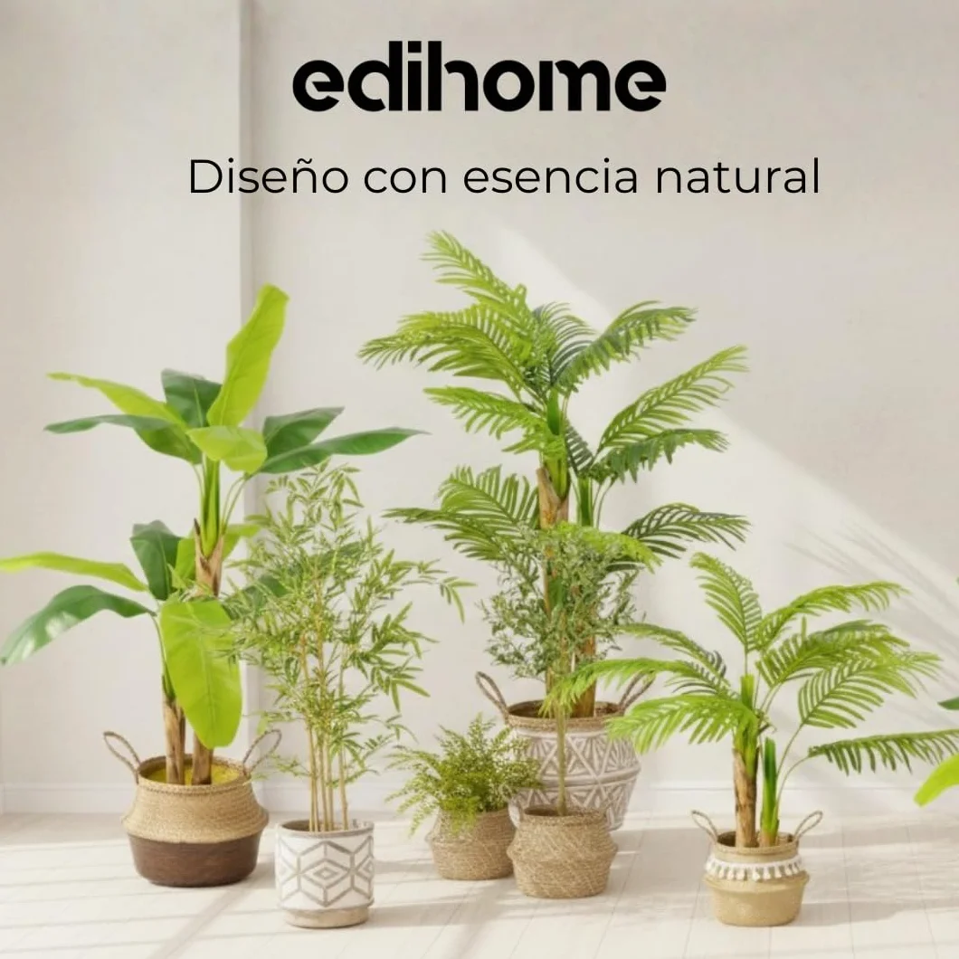 edihome Platanera 120 cm Artificial Grande con Tronco Real y Natural Decoración Interior