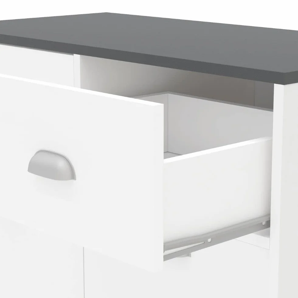 Mobelcenter, Mueble Auxiliar de Cocina Bajo 2 Puertas 2 Cajones, Alacena de Cocina, Blanco y Gris Grafito, Medidas: Ancho: 80 cm x Fondo: 40 cm x Alto: 90 cm (1395)