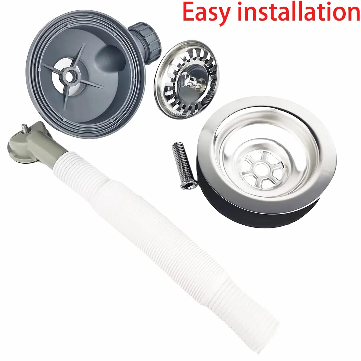 Qrity Fregadero Cocina 114 mm Colador Cesta 1½" Desagüe Rebosadero Acero Inoxidable