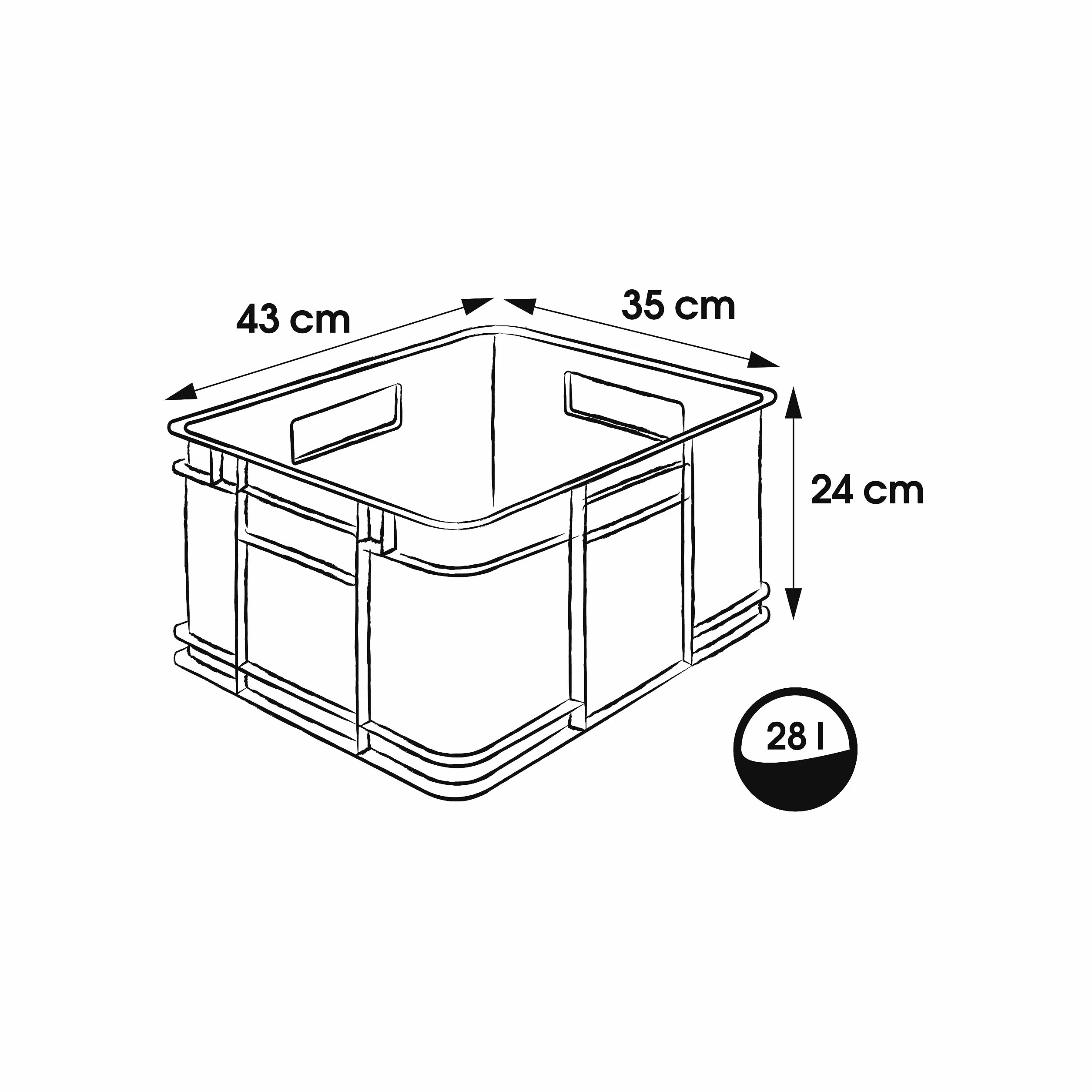 Keeeper Euro-Box XL Contenedor de almacenamiento con asas Procyclen 28 l Eco-Gris