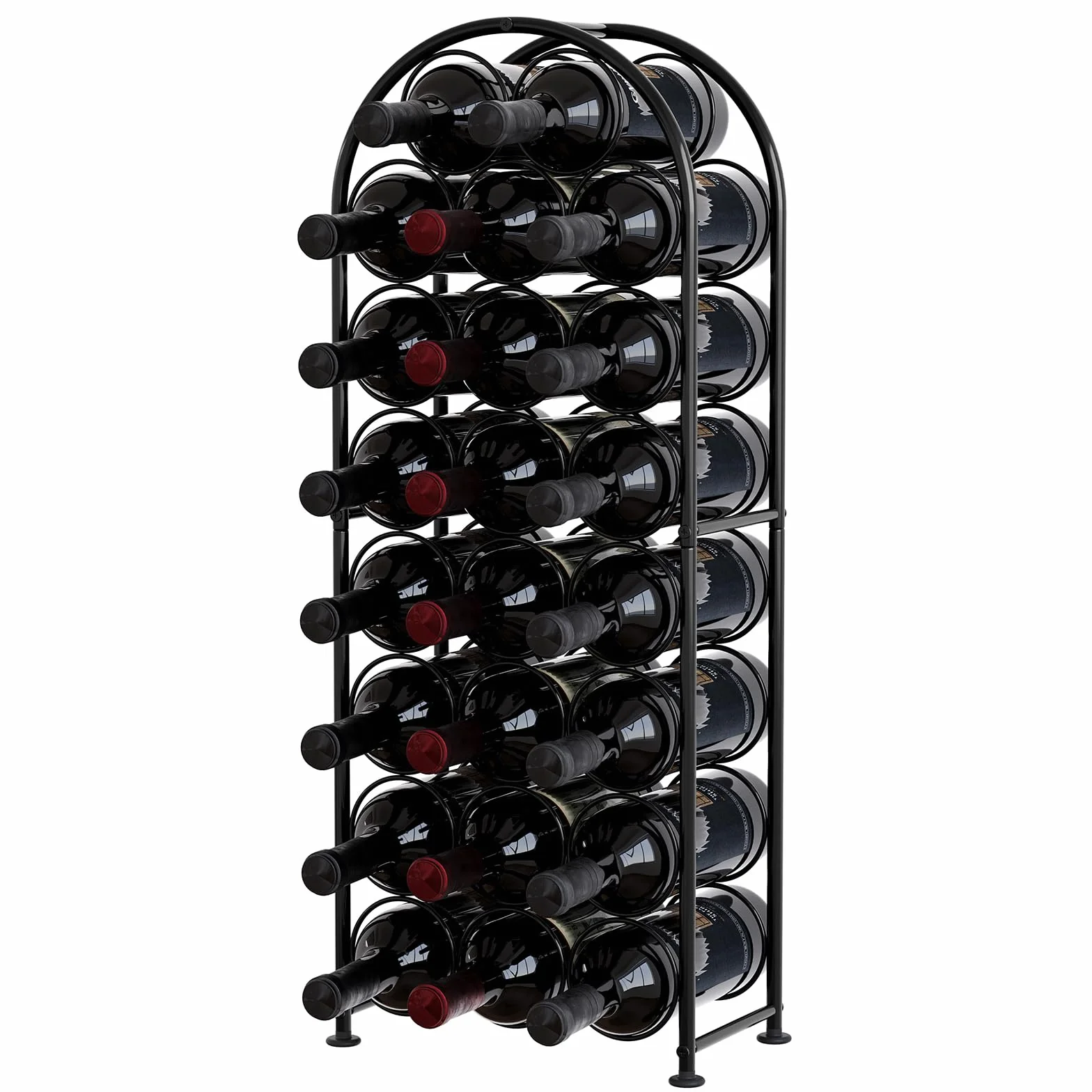 EasyPAG Metal 23 Botellas Botellero Vino Mesa Organizador Vino Almacenamiento Botellas Estantería Vino para Hogar y Cocina,Negro