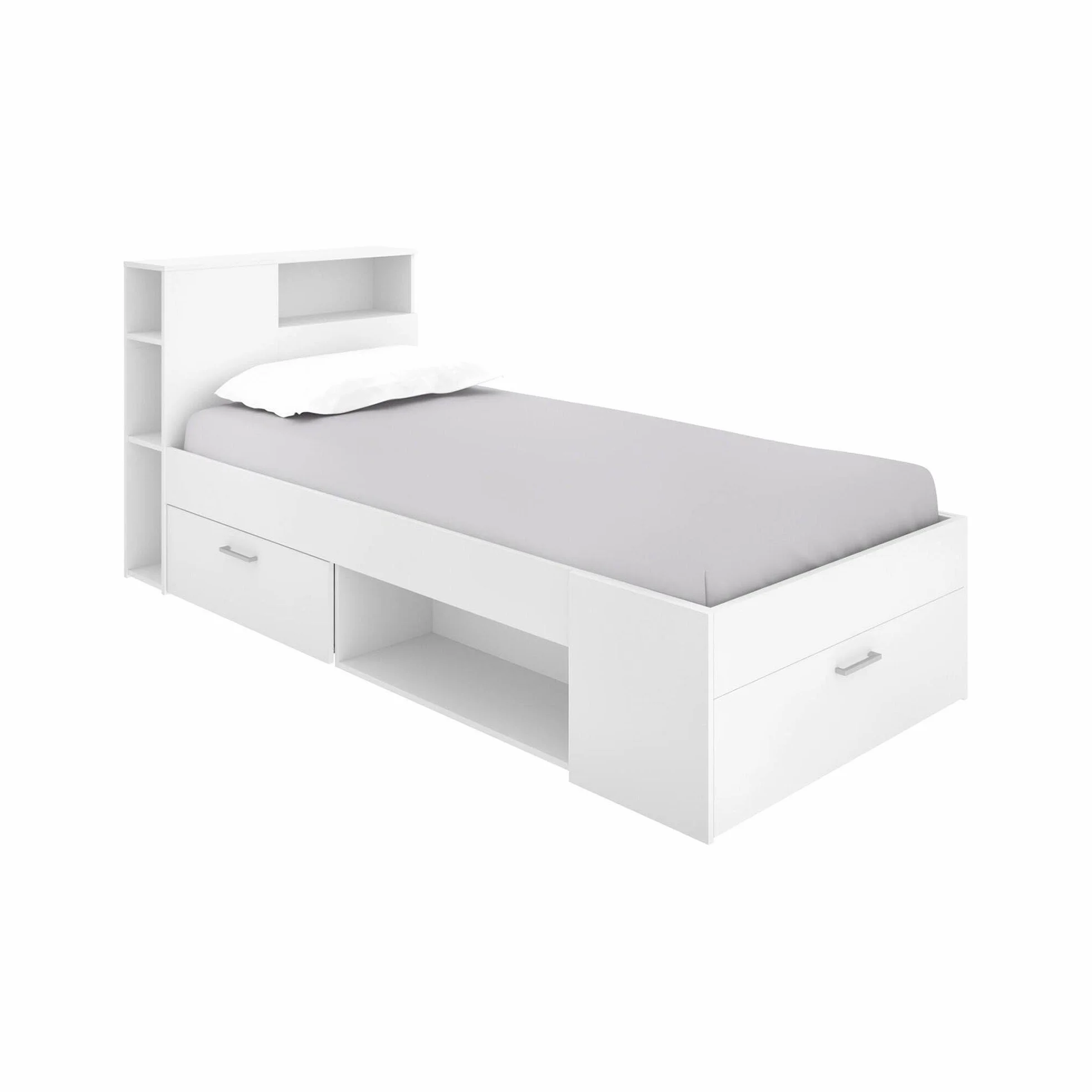 DEKIT GRUPO RIMOBEL Lanka, Cama Compacta de 90 x 190 con Cajones, Blanco, 96 x 99 x 218 cm