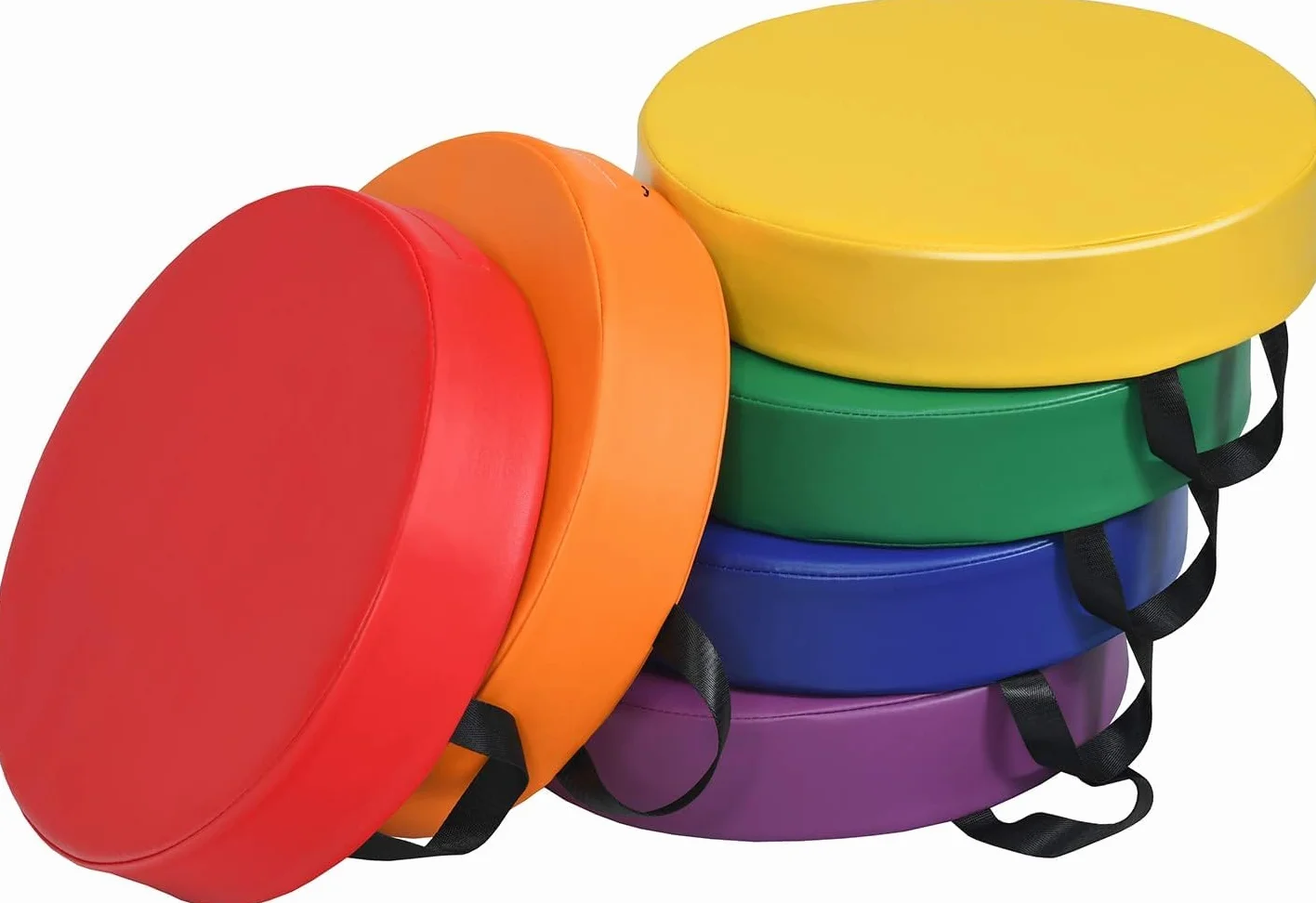 GOPLUS Juego de 6 Cojines para Silla Infantil, Cojín de Suelo con Asa, Piel Sintética y Espuma, Multicolor