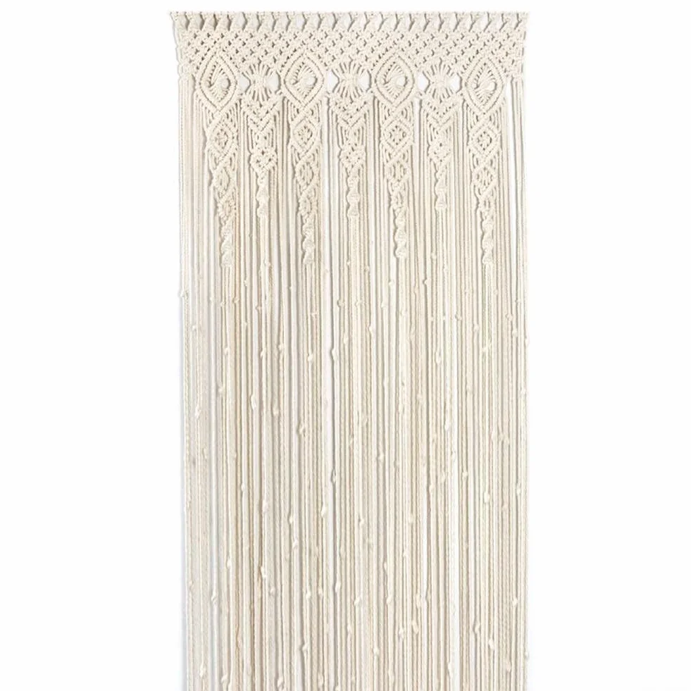 Cortina de macramé tejida a mano para puerta, divisor de habitación, panel de ventana, panel de ventana, bohemio, para colgar en la pared para sala de estar, dormitorio, telón de fondo de boda