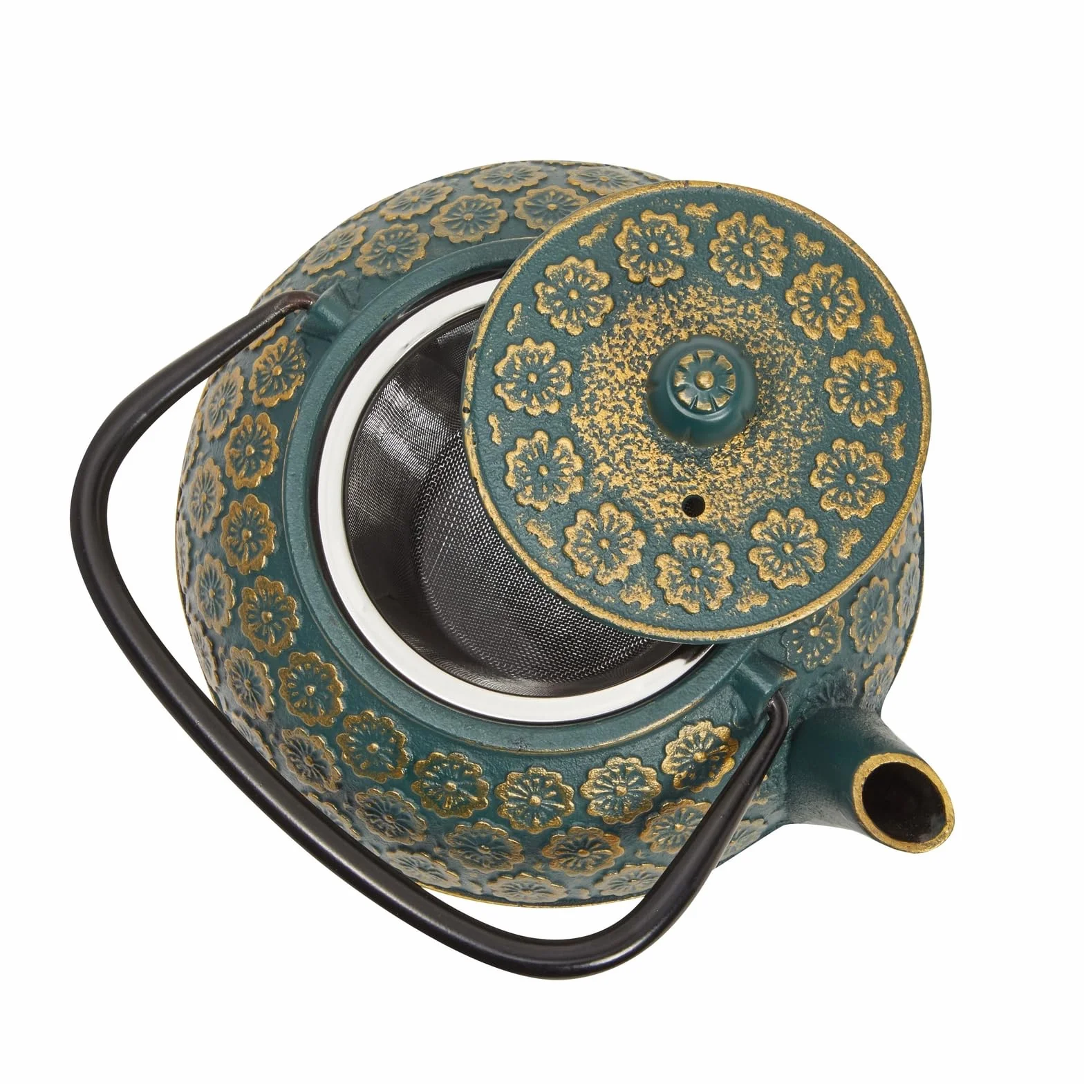 Tetera de hierro fundido verde con infusor de acero inoxidable 1 Litro