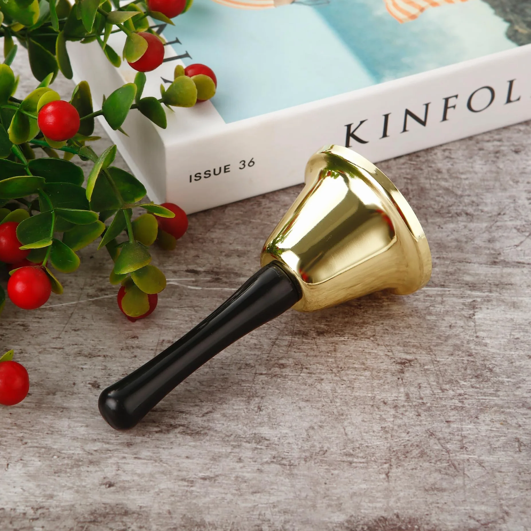 TK Gruppe Timo Klingler Campana de Navidad de Papá Noel, Dorada, Accesorio para Disfraz (1 Unidad)