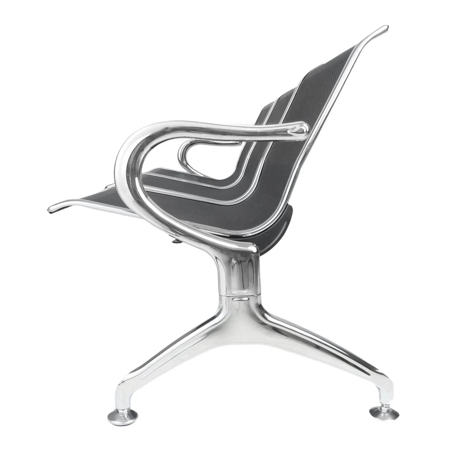 PrimeMatik - Bancada para Sala de Espera con sillas ergonómicas Negras de 4 plazas