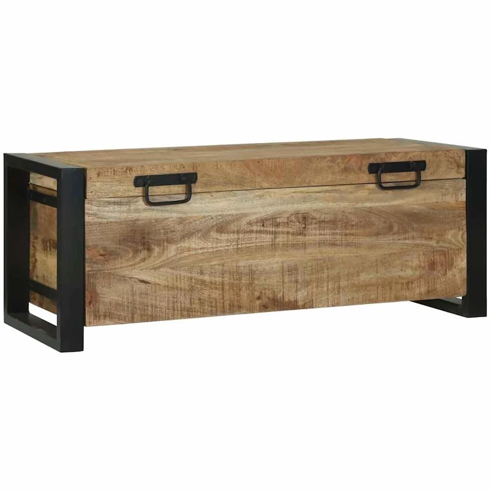 vidaXL Baúles de Almacenamiento 80 x 30 x 30 cm Madera Maciza de Mango, Almacenamiento para Dormitorio, cofres rectangulares, Estilo Industrial, solución rústica para tu Loft