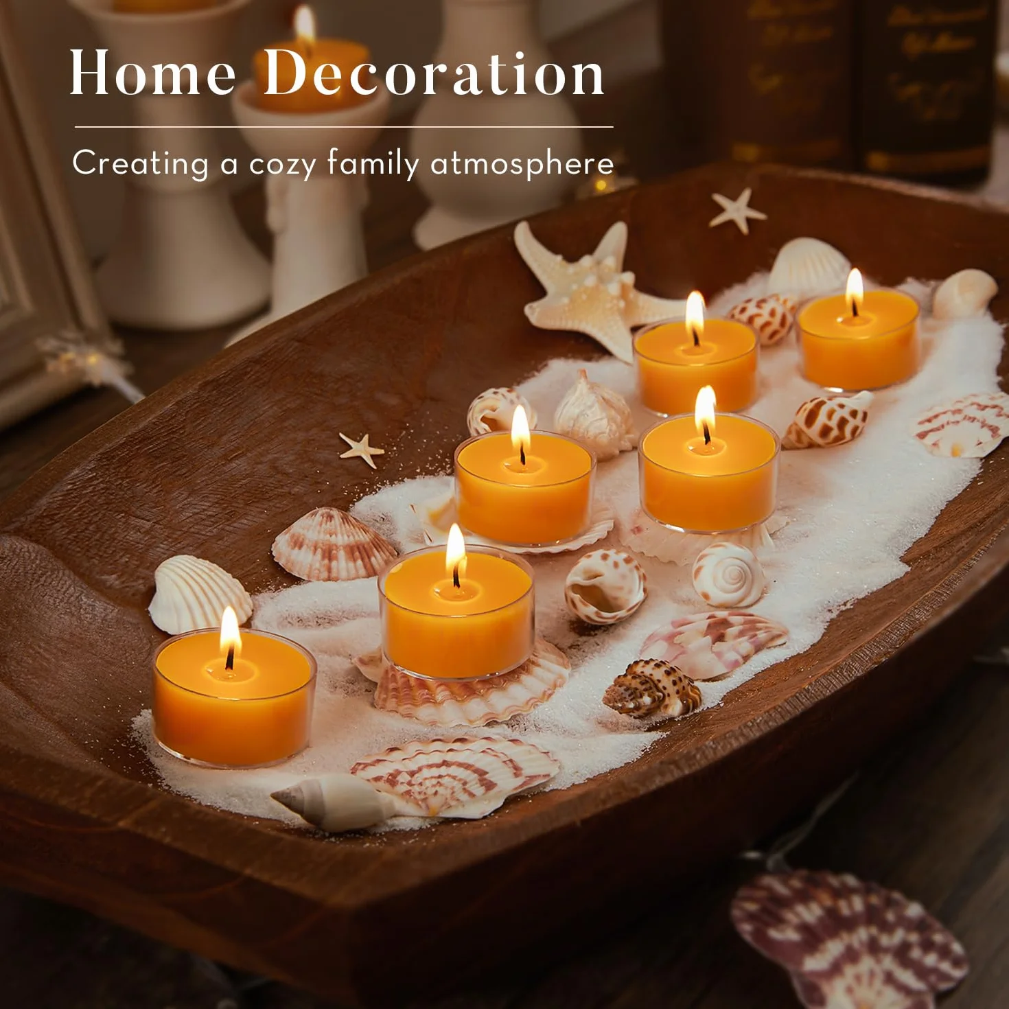 Ashlux Velas de Té de Cera de Abeja 100% Natural, 40 Unidades, 4 Horas de Combustión, Sin Perfume y Sin Humo, Para Hogar, Bodas, Navidad y Spa