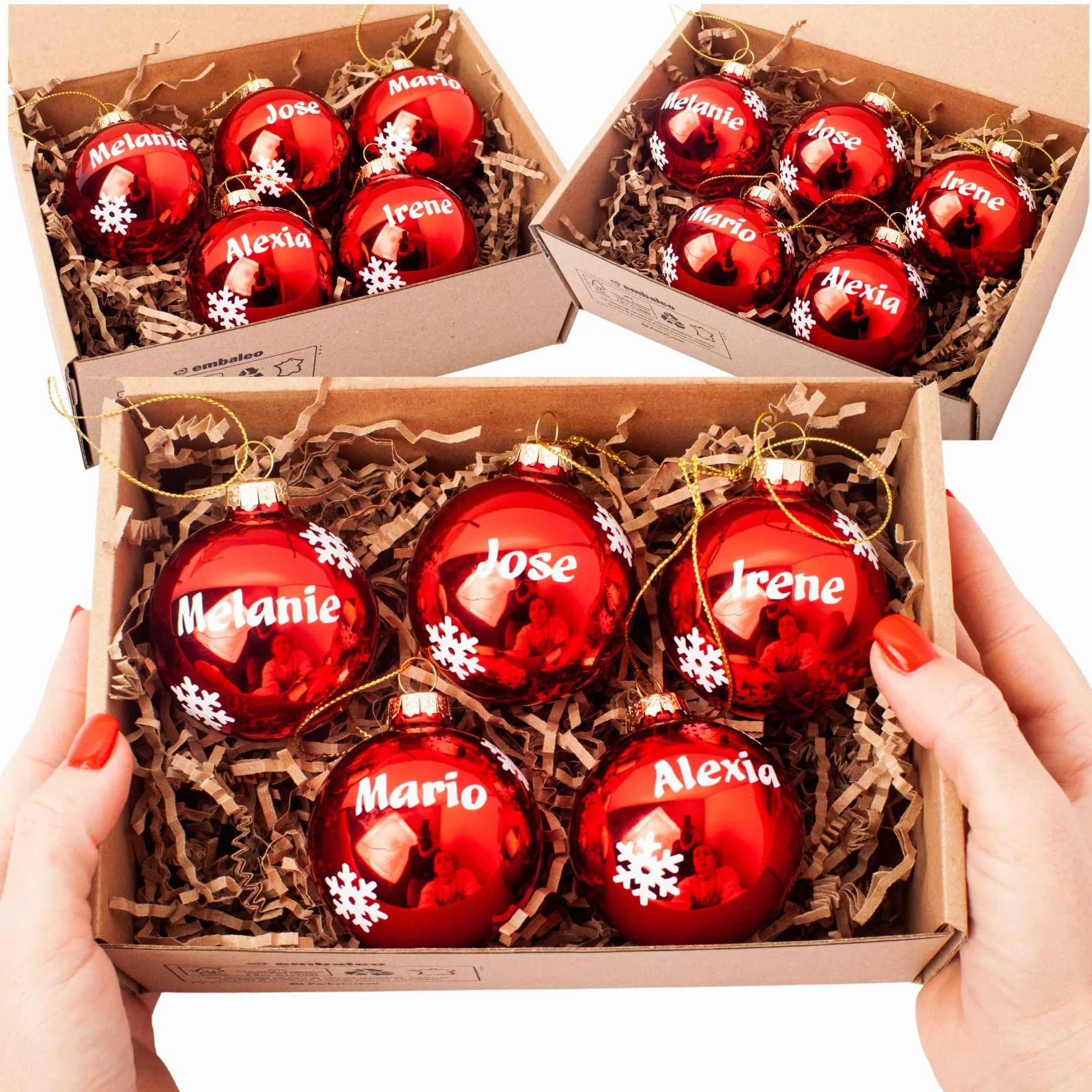 Olesea Bola de Navidad Personalizada Cristal Rojo Glossy Matte Adorno Árbol Decoración Navideña