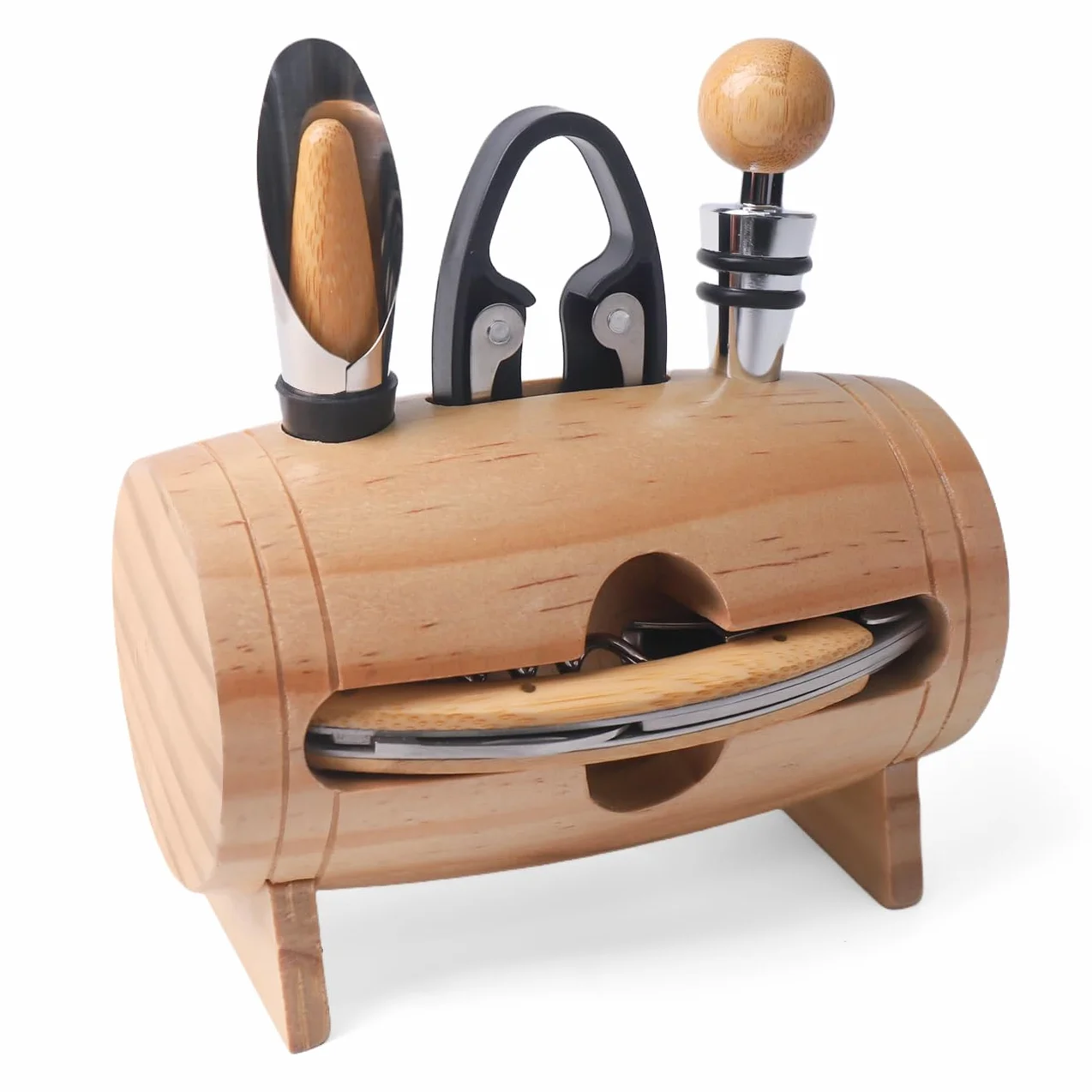 Juego de Sacacorchos Abridor de Vino con Accesorios para Sumiller Barril 01