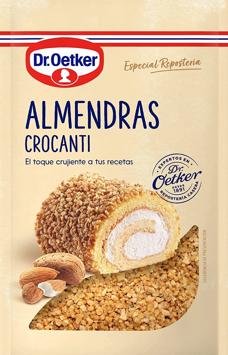 Dr. Oetker Almendras Crocanti, Almendras Caramelizadas Tostadas para Repostería, Bolsa 125g